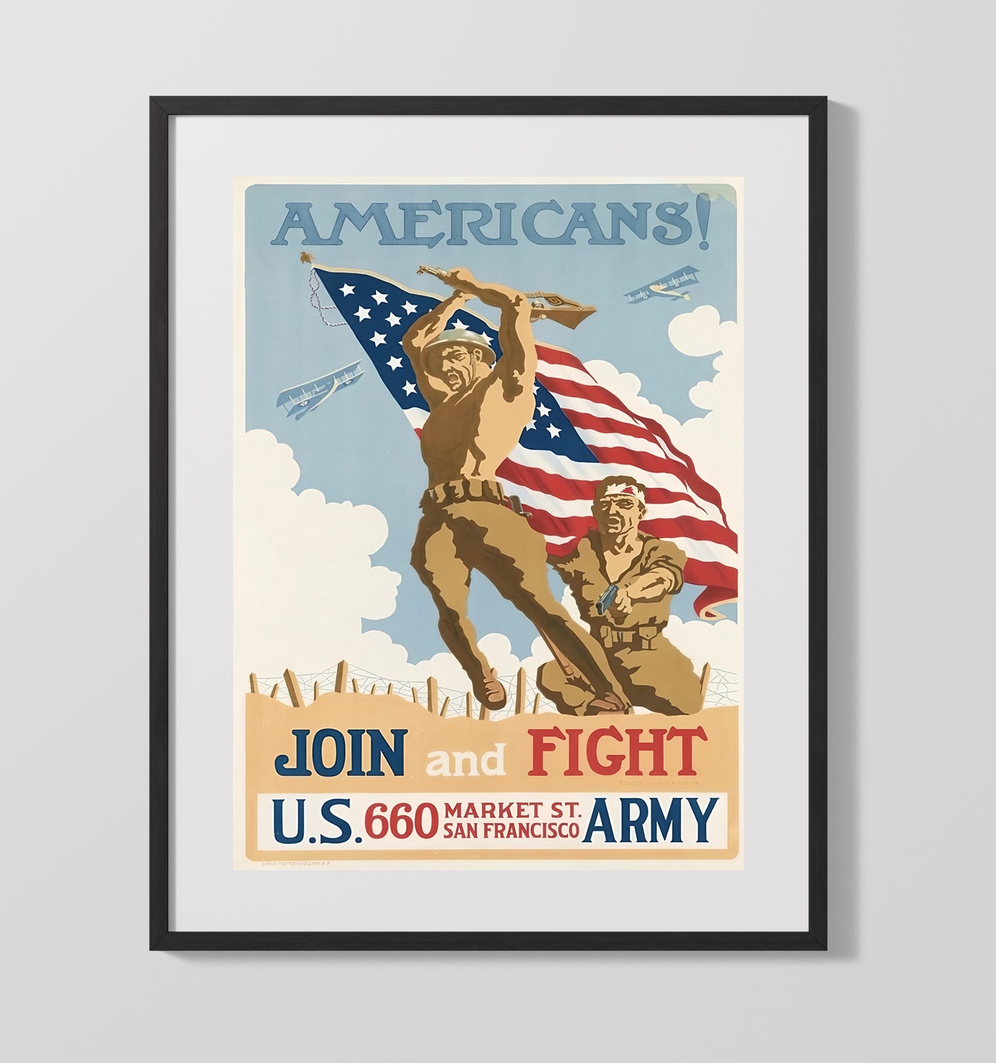 Historical - War Poster - Americans Join And Fight Us Army Recruitment History Wall Art