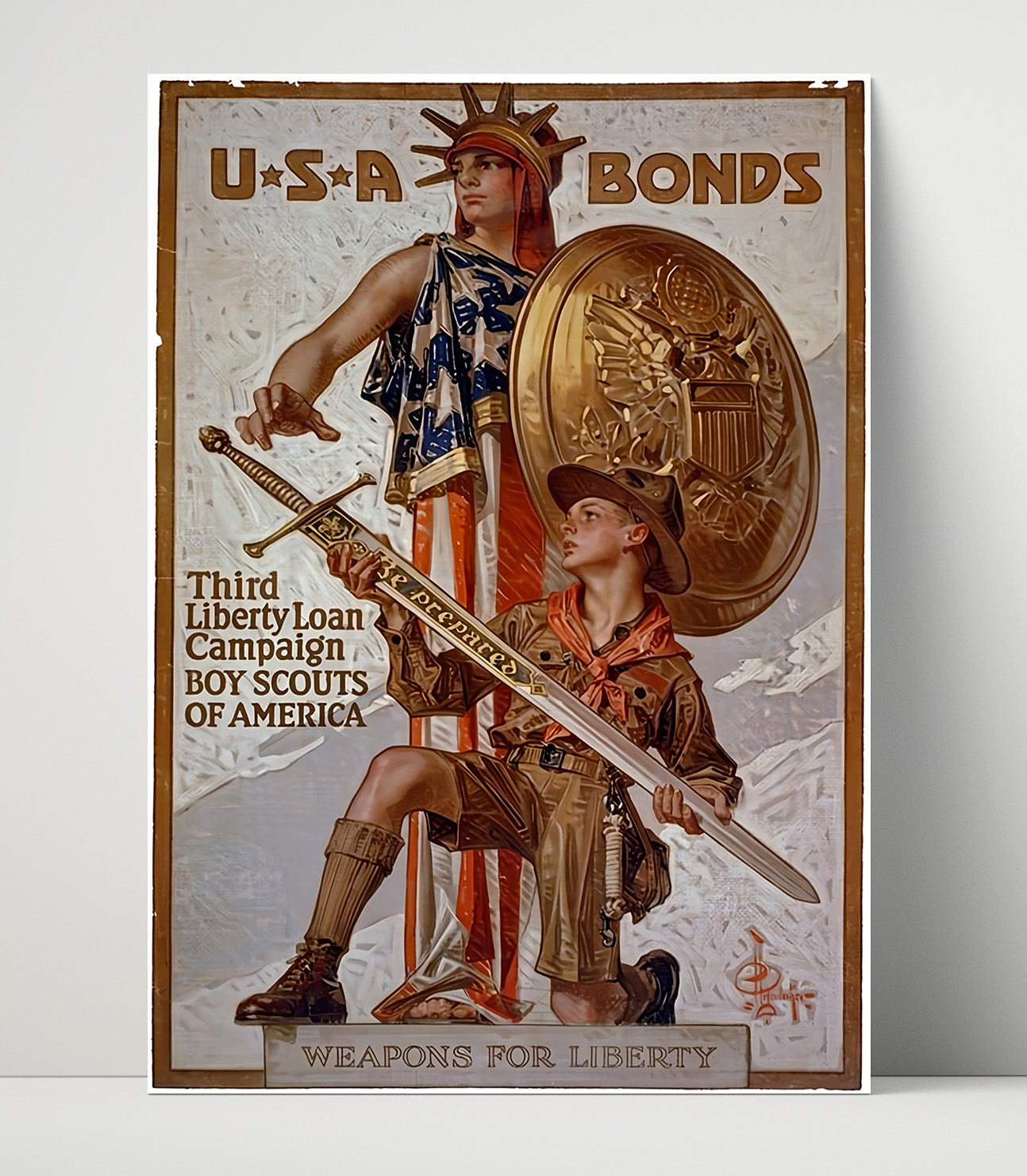 Historical - War Poster - Usa Bonds Third Liberty Loan Boy Scouts America History Wall Art