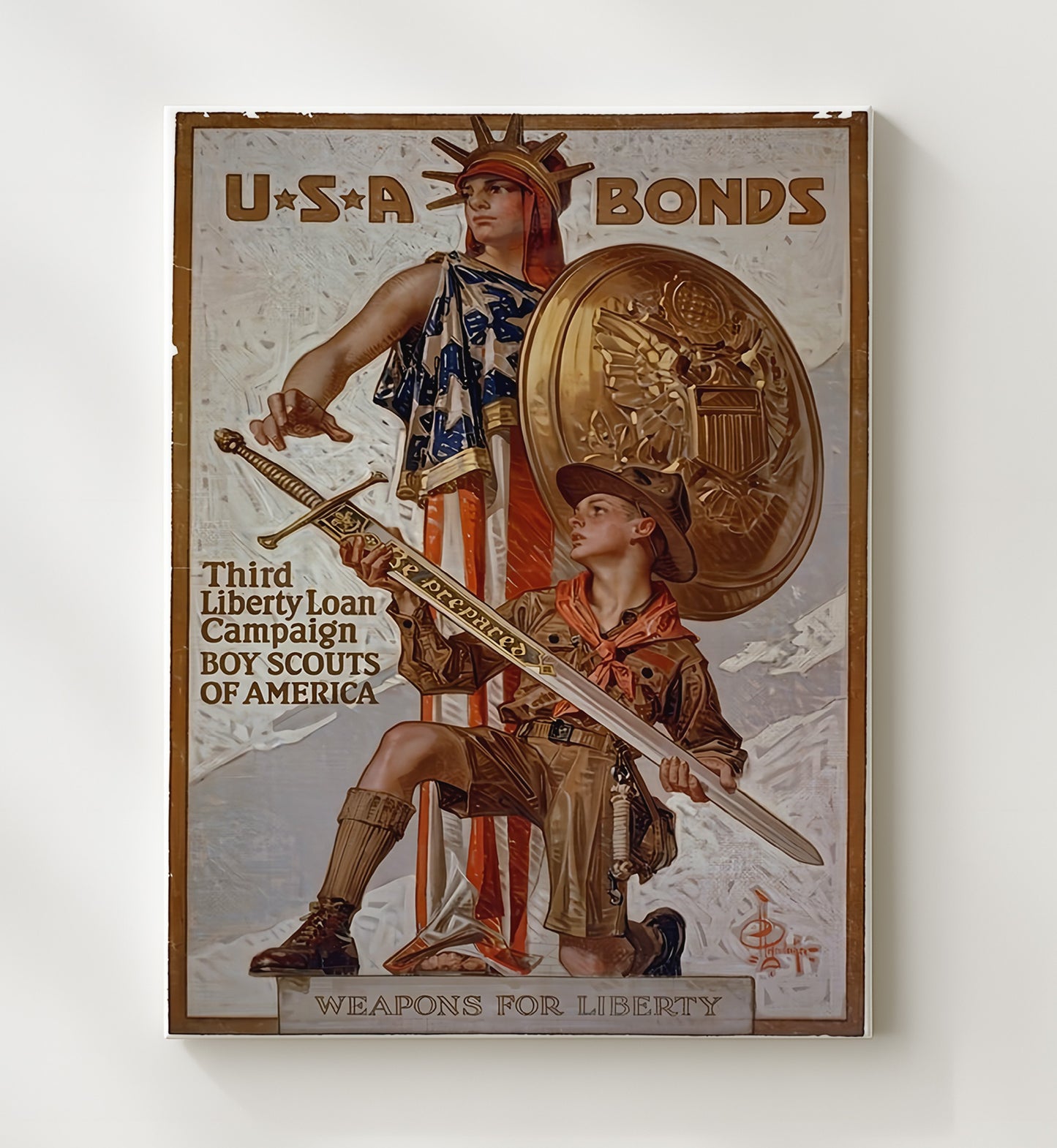 Historical - War Poster - Usa Bonds Third Liberty Loan Boy Scouts America History Wall Art