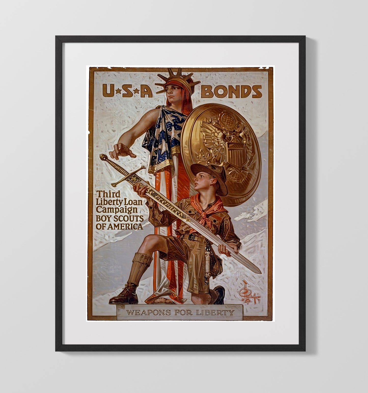 Historical - War Poster - Usa Bonds Third Liberty Loan Boy Scouts America History Wall Art