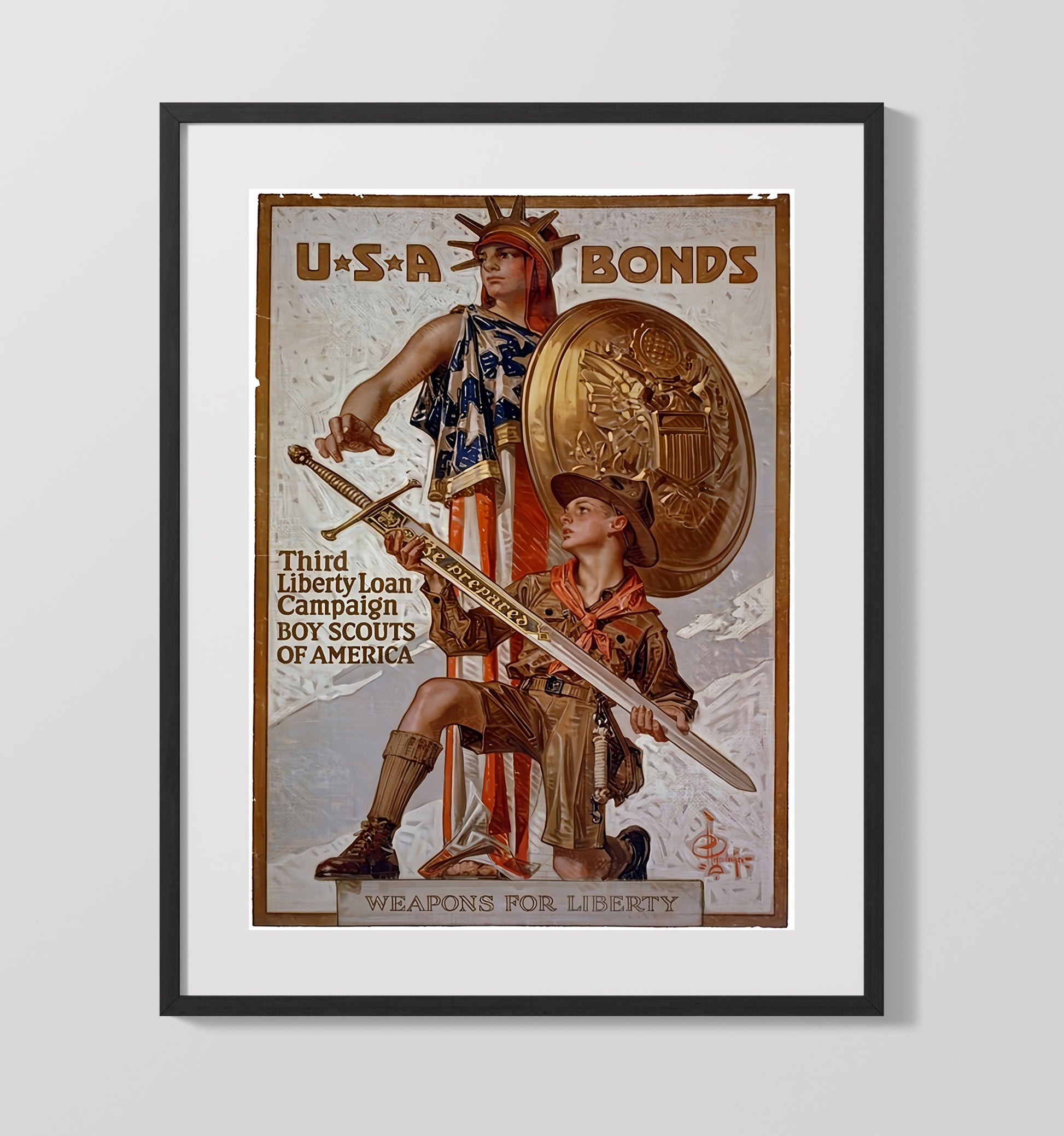 Historical - War Poster - Usa Bonds Third Liberty Loan Boy Scouts America History Wall Art