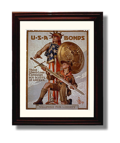 Historical - War Poster - Usa Bonds Third Liberty Loan Boy Scouts America History Wall Art