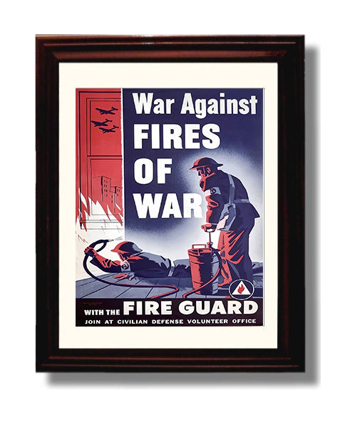 Historical - War Poster - War Against Fires Of War Fire Guard Civil Defense History Wall Art