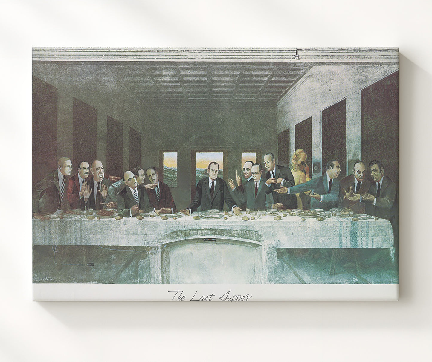 Historical - Watergate - Political Last Supper Satirical Illustration 1970S - Landscape History Wall Art