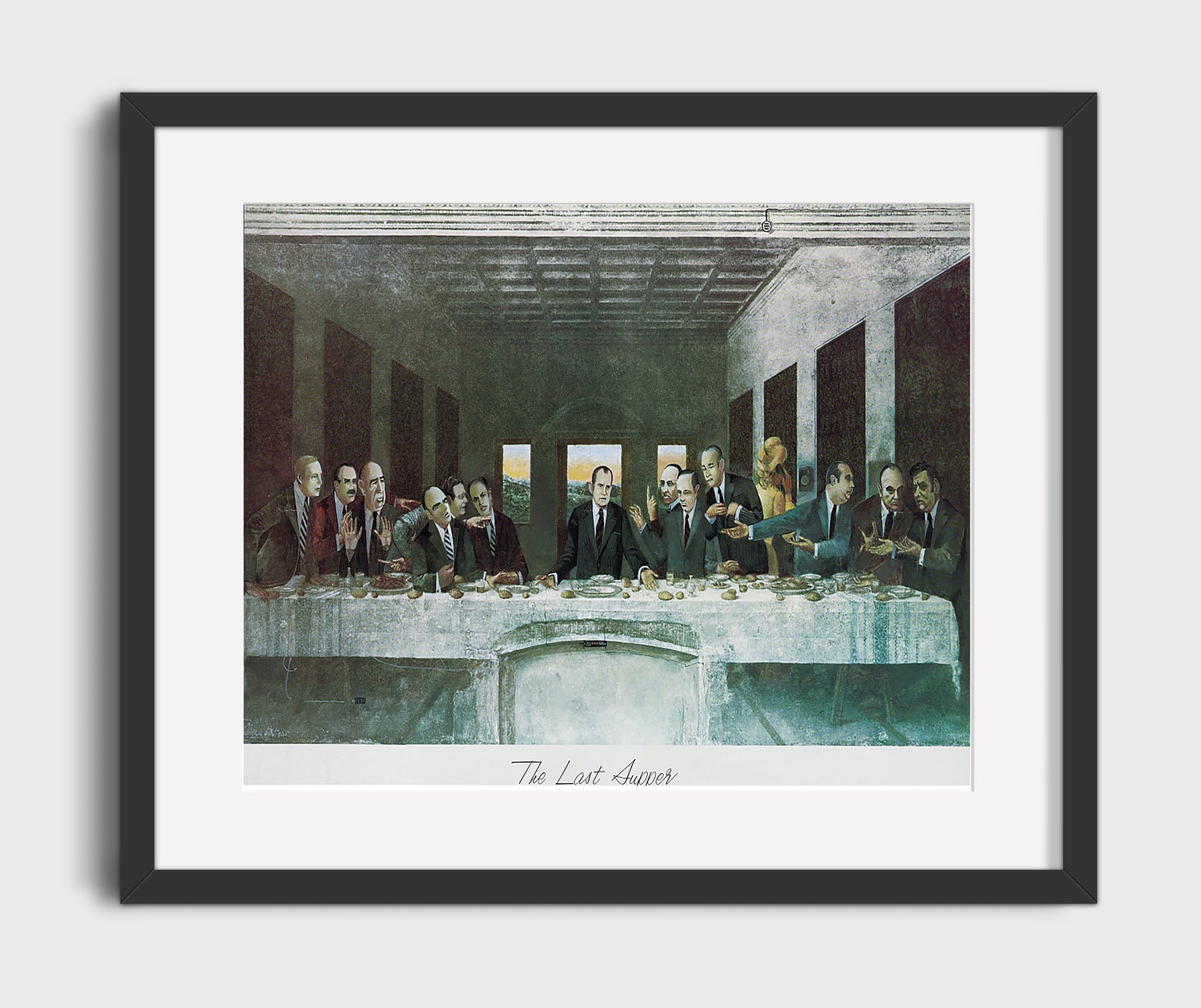 Historical - Watergate - Political Last Supper Satirical Illustration 1970S - Landscape History Wall Art