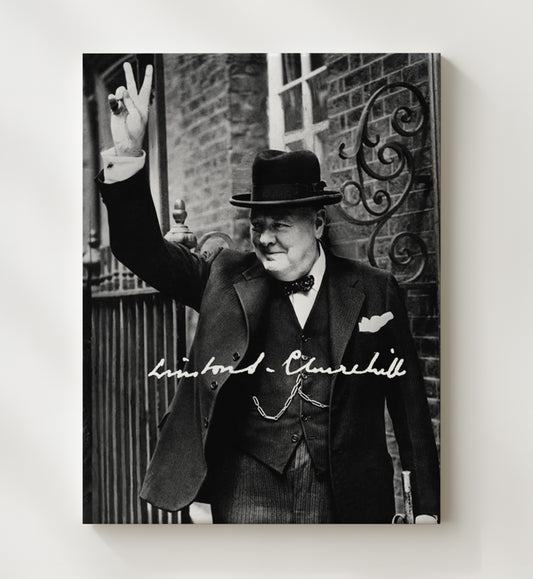Winston Churchill - V for Victory Gesture 1940s 8x10 Canvas history wall art