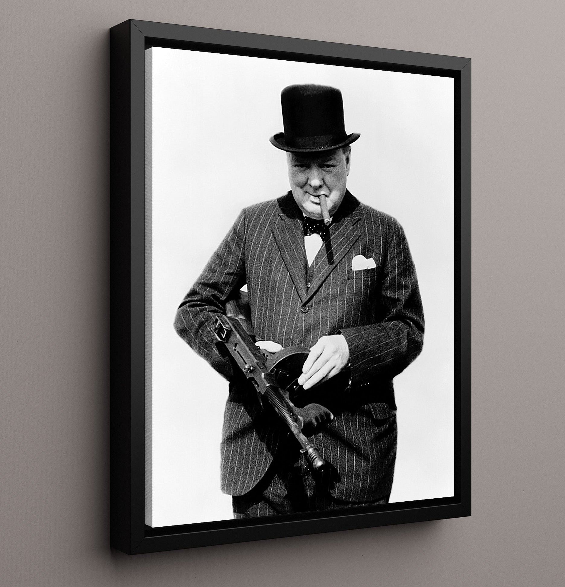 Historical - Winston Churchill - With Tommy Gun 1940 History Wall Art