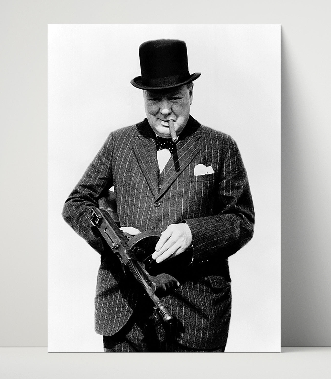 Historical - Winston Churchill - With Tommy Gun 1940 History Wall Art