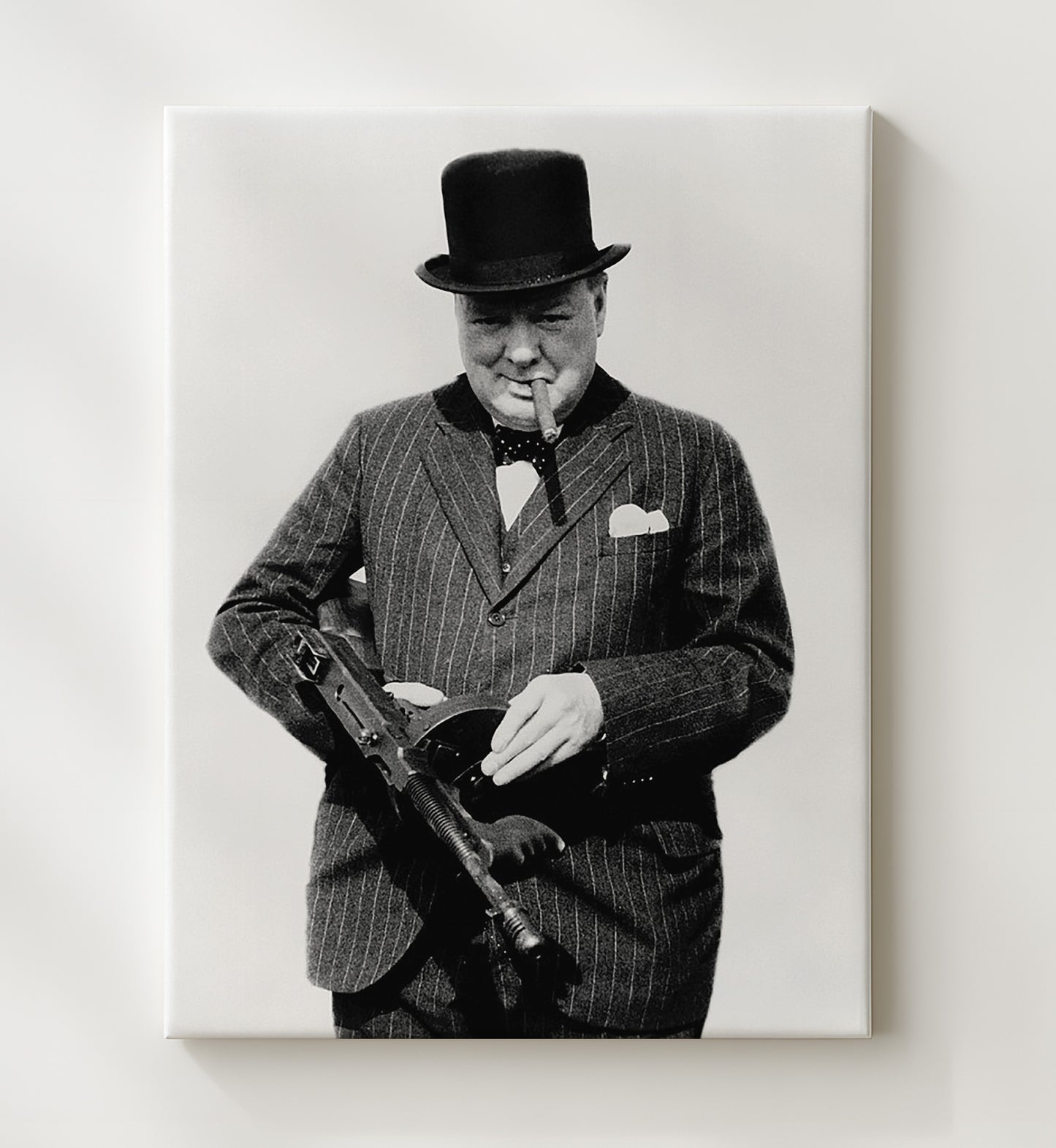 Historical - Winston Churchill - With Tommy Gun 1940 History Wall Art
