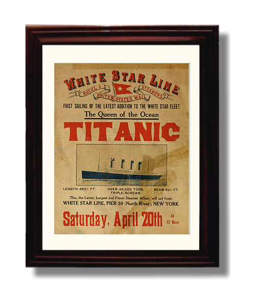 Historical Poster - Rms Titanic - White Star Line First Sailing Advertisement April 20 1912 History Wall Art