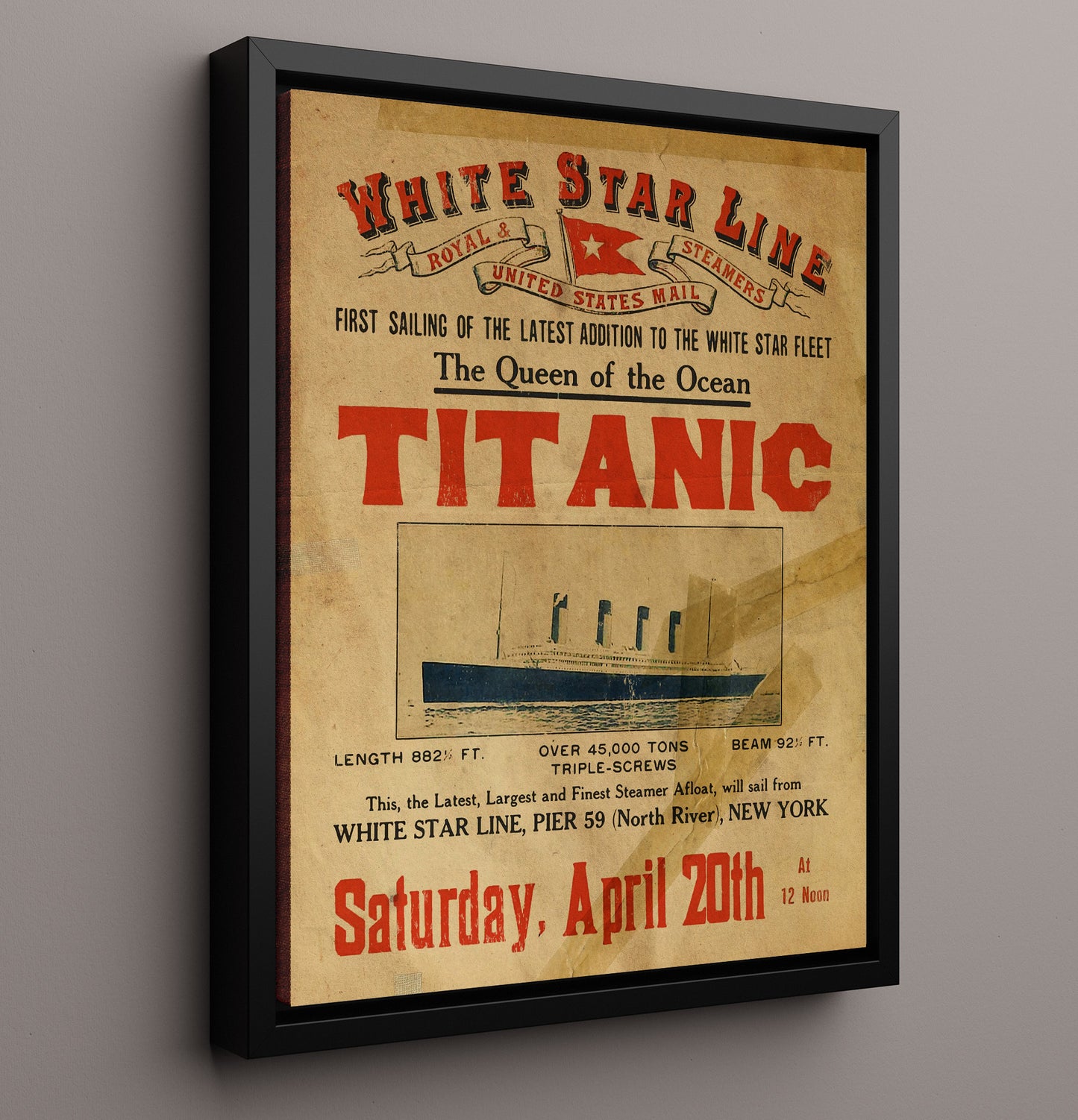 Historical Poster - Rms Titanic - White Star Line First Sailing Advertisement April 20 1912 History Wall Art