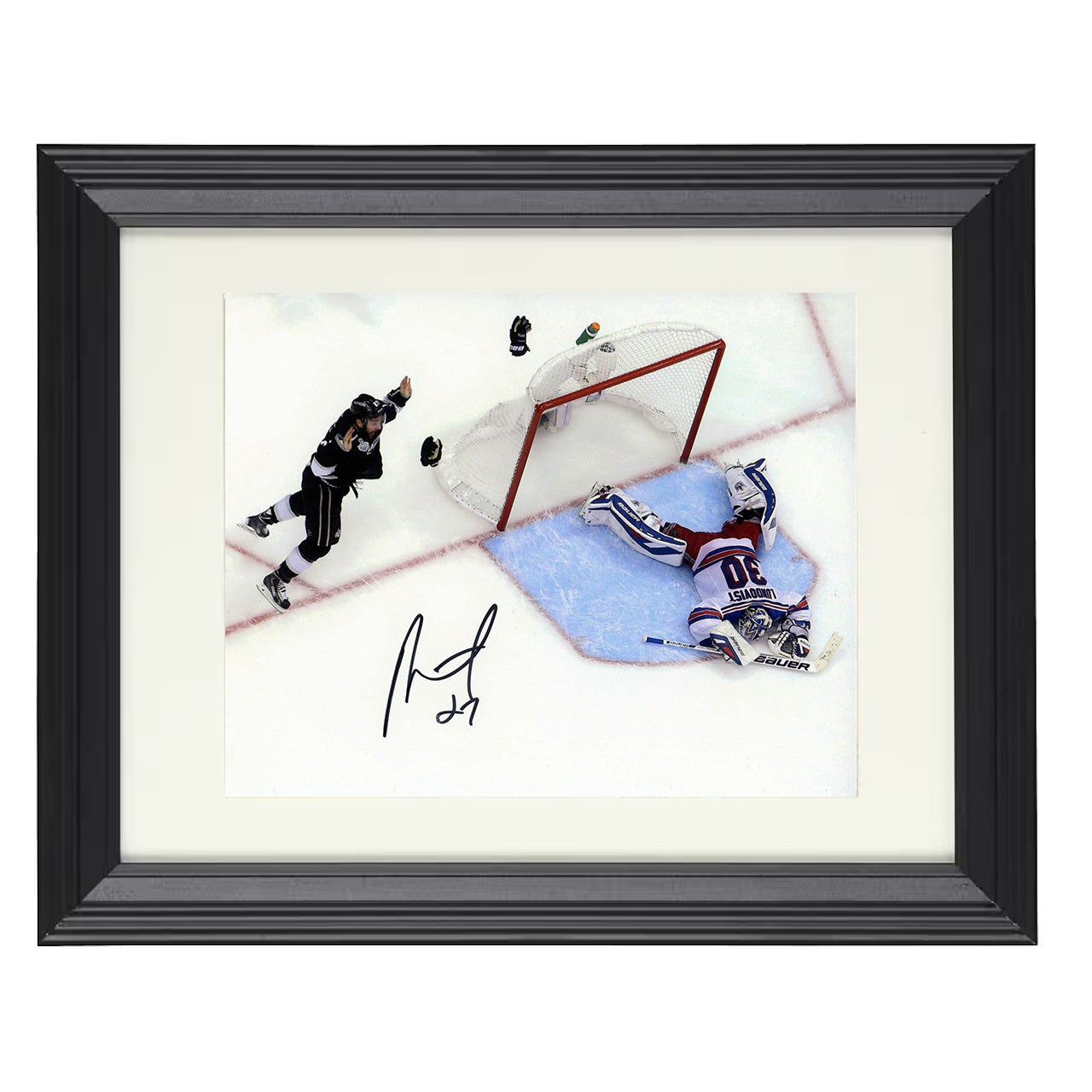 Alec Martinez – Los Angeles Overhead Goal Celebration 8x10 matted black framed hockey wall art