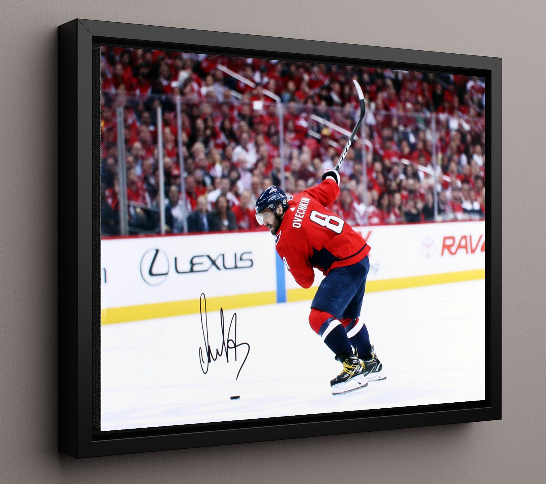 Alexander Ovechkin - Washington Hockey Slapshot Follow Through Hockey Wall Art - hockey wall art print
