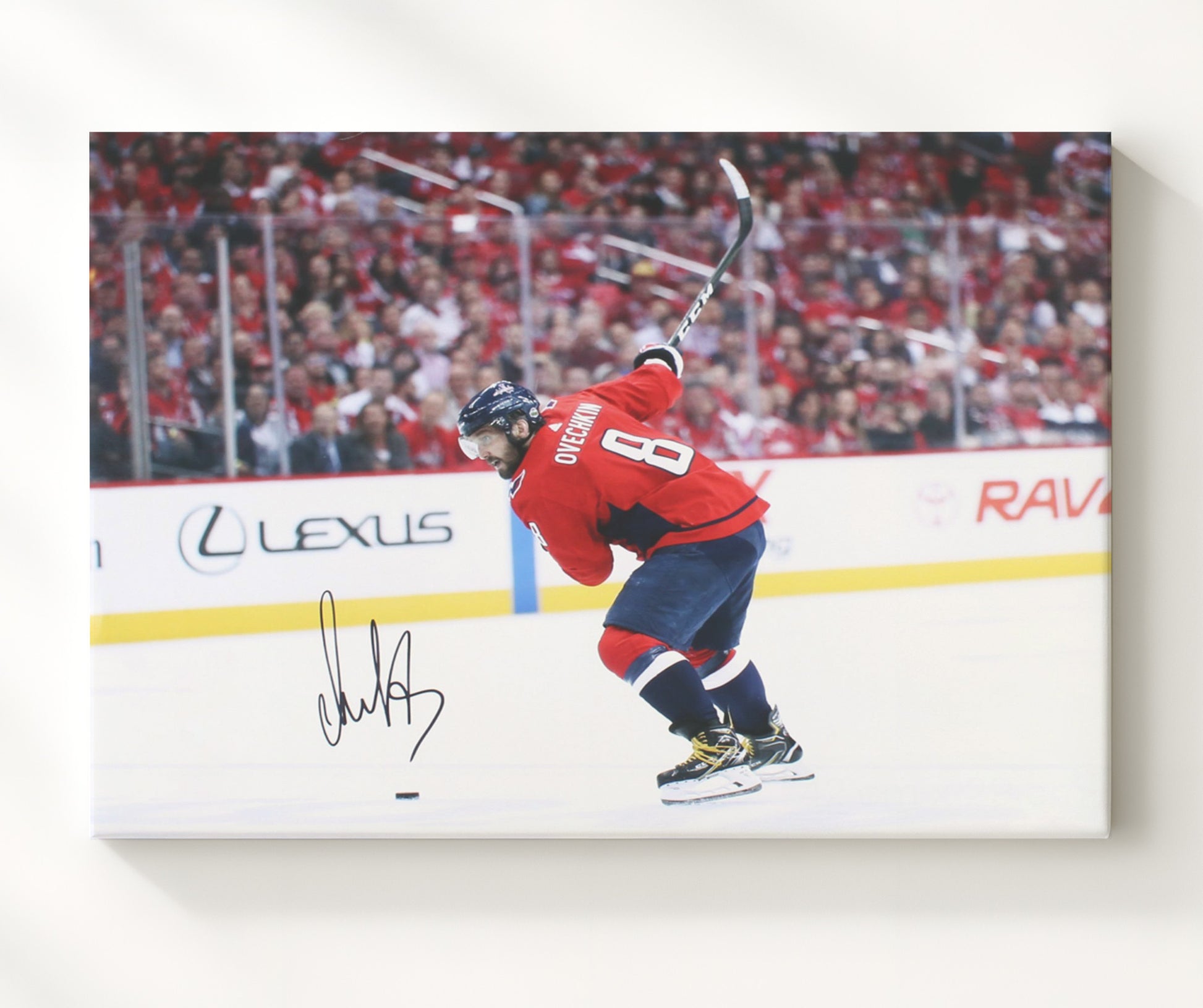 Alexander Ovechkin - Washington Hockey Slapshot Follow Through Hockey Wall Art - hockey wall art print