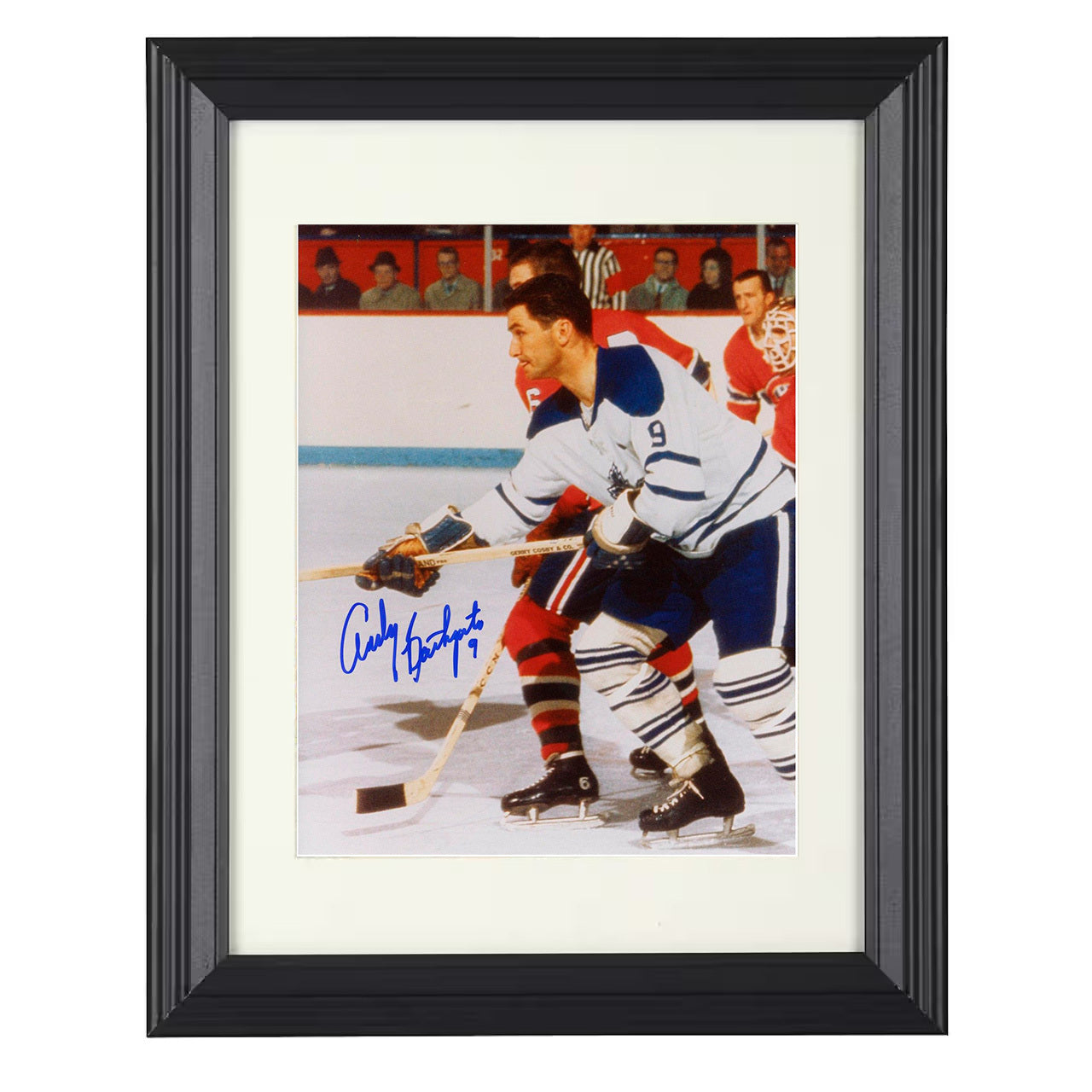 Andy Bathgate – New York Rangers Legend Skating 8x10 matted black framed hockey wall art