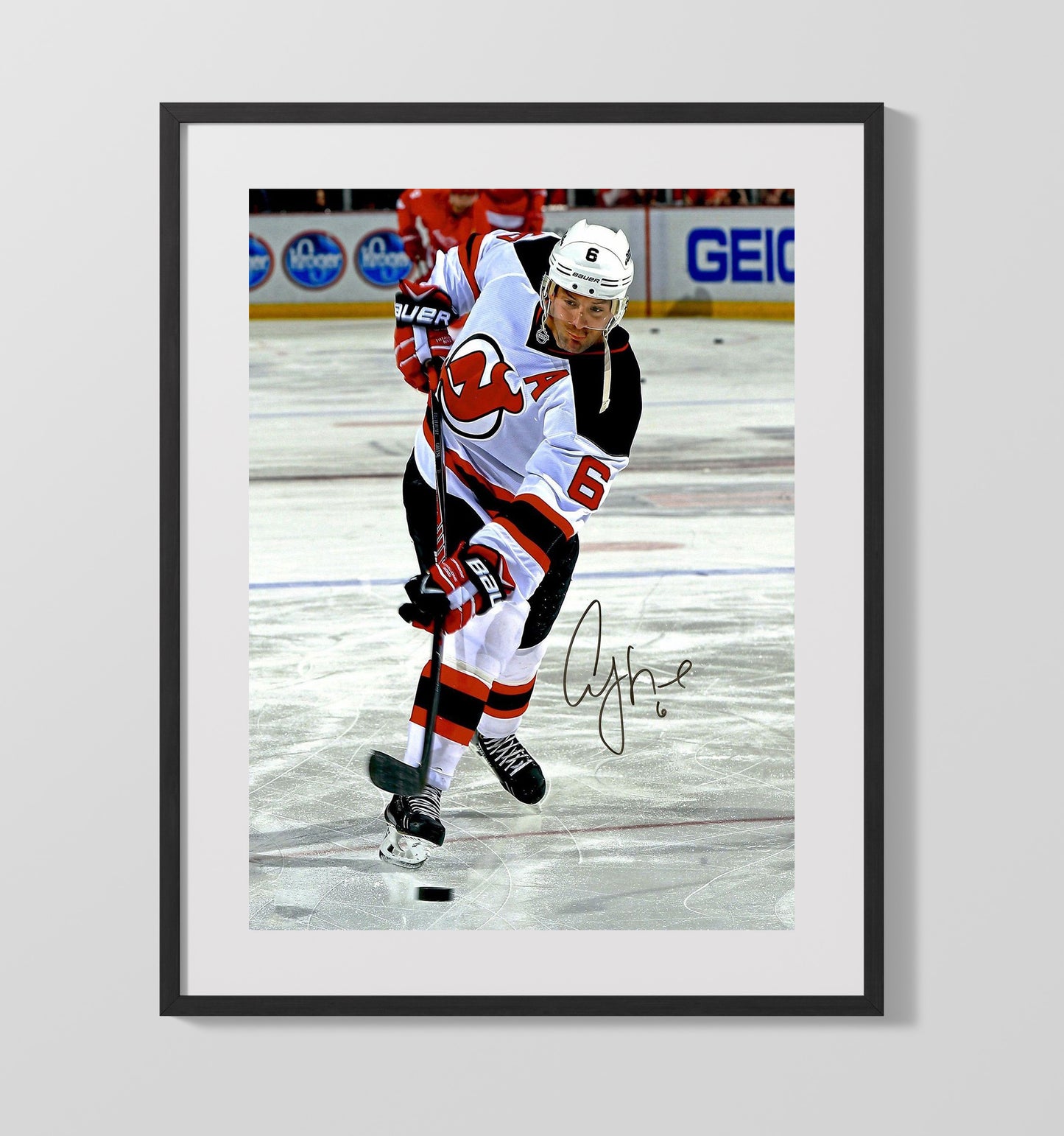 Andy Greene - New Jersey Hockey Defensive Play Hockey Wall Art - hockey wall art print