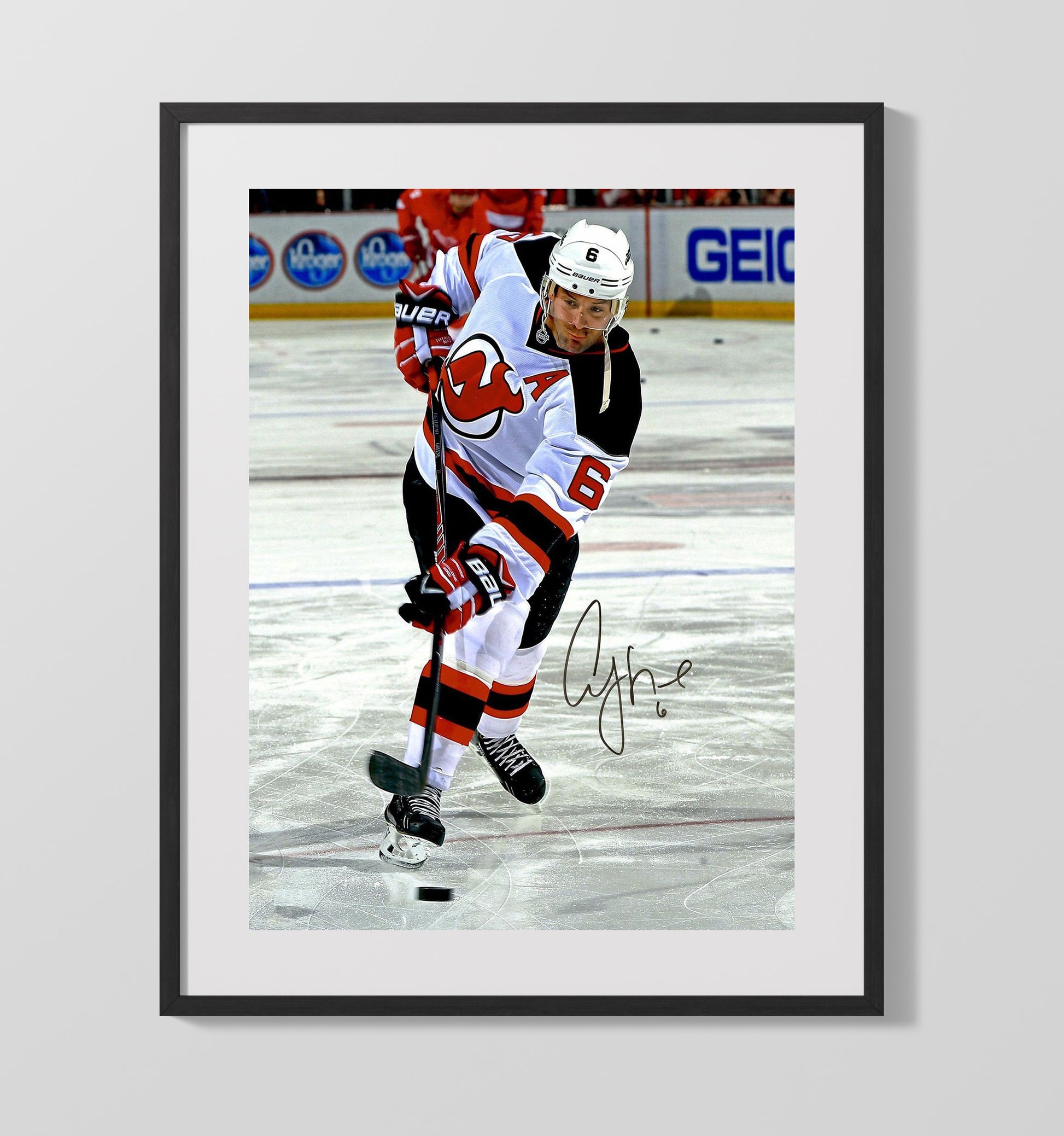 Andy Greene - New Jersey Hockey Defensive Play Hockey Wall Art - hockey wall art print