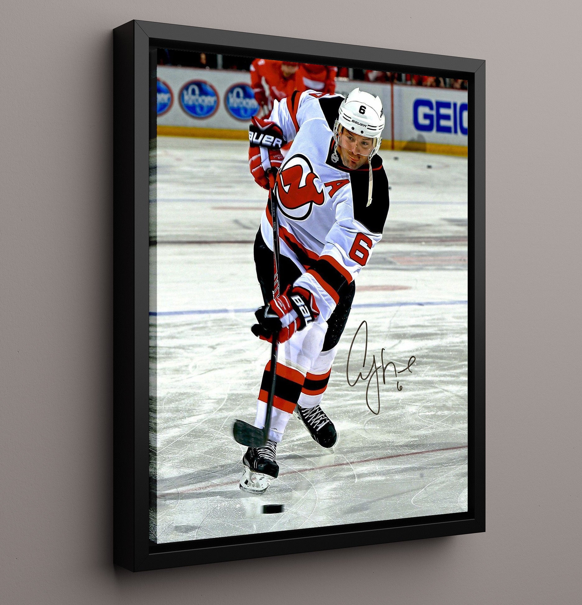 Andy Greene - New Jersey Hockey Defensive Play Hockey Wall Art - hockey wall art print
