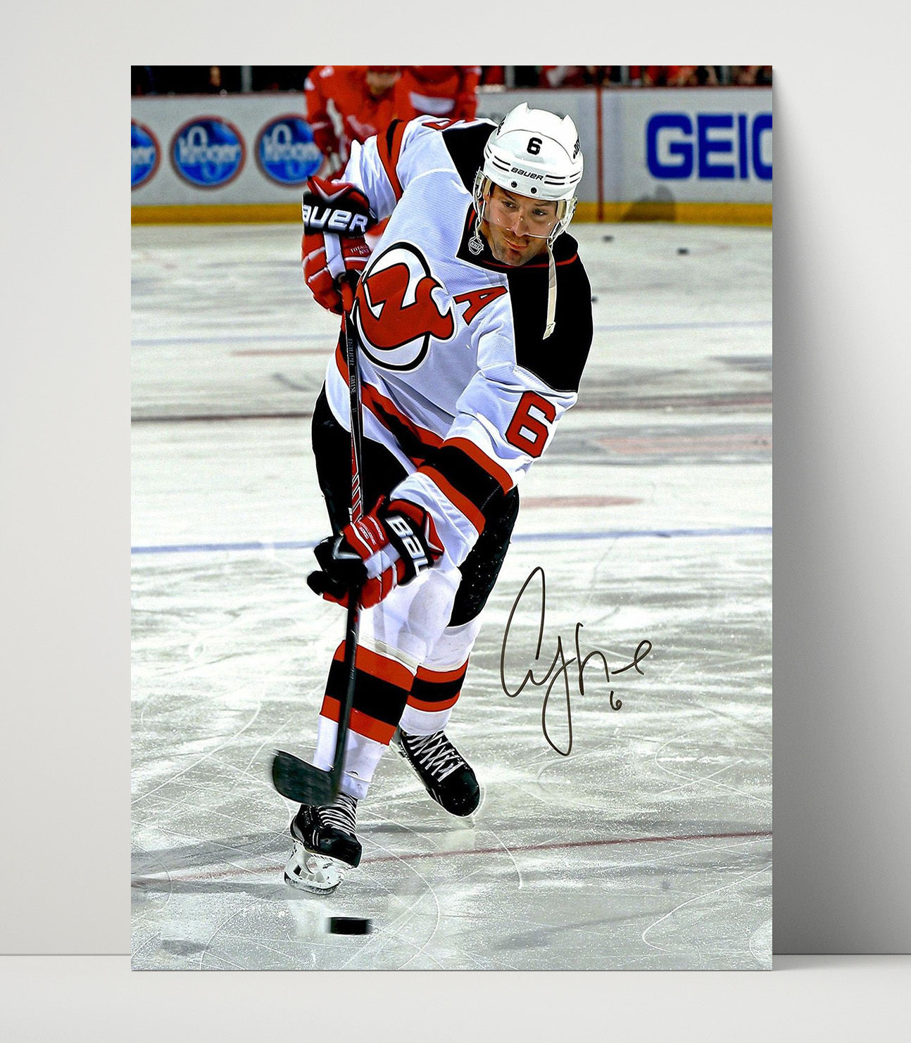 Andy Greene - New Jersey Hockey Defensive Play Hockey Wall Art - hockey wall art print