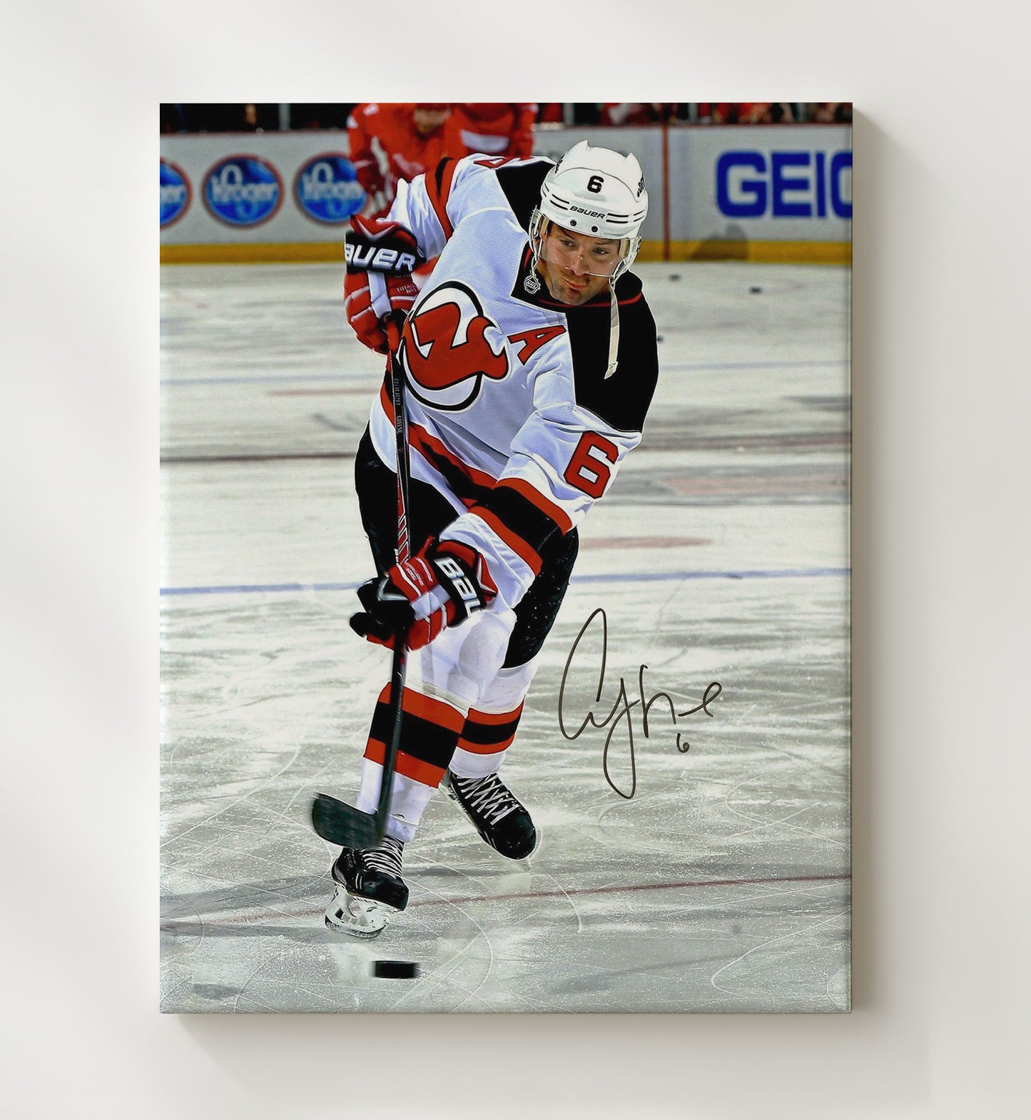 Andy Greene - New Jersey Hockey Defensive Play Hockey Wall Art - hockey wall art print