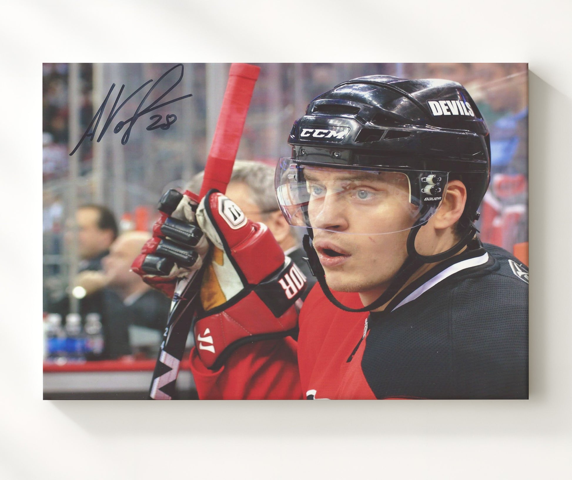 Anton Volchenkov - New Jersey Hockey Bench Close-Up Hockey Wall Art - hockey wall art print