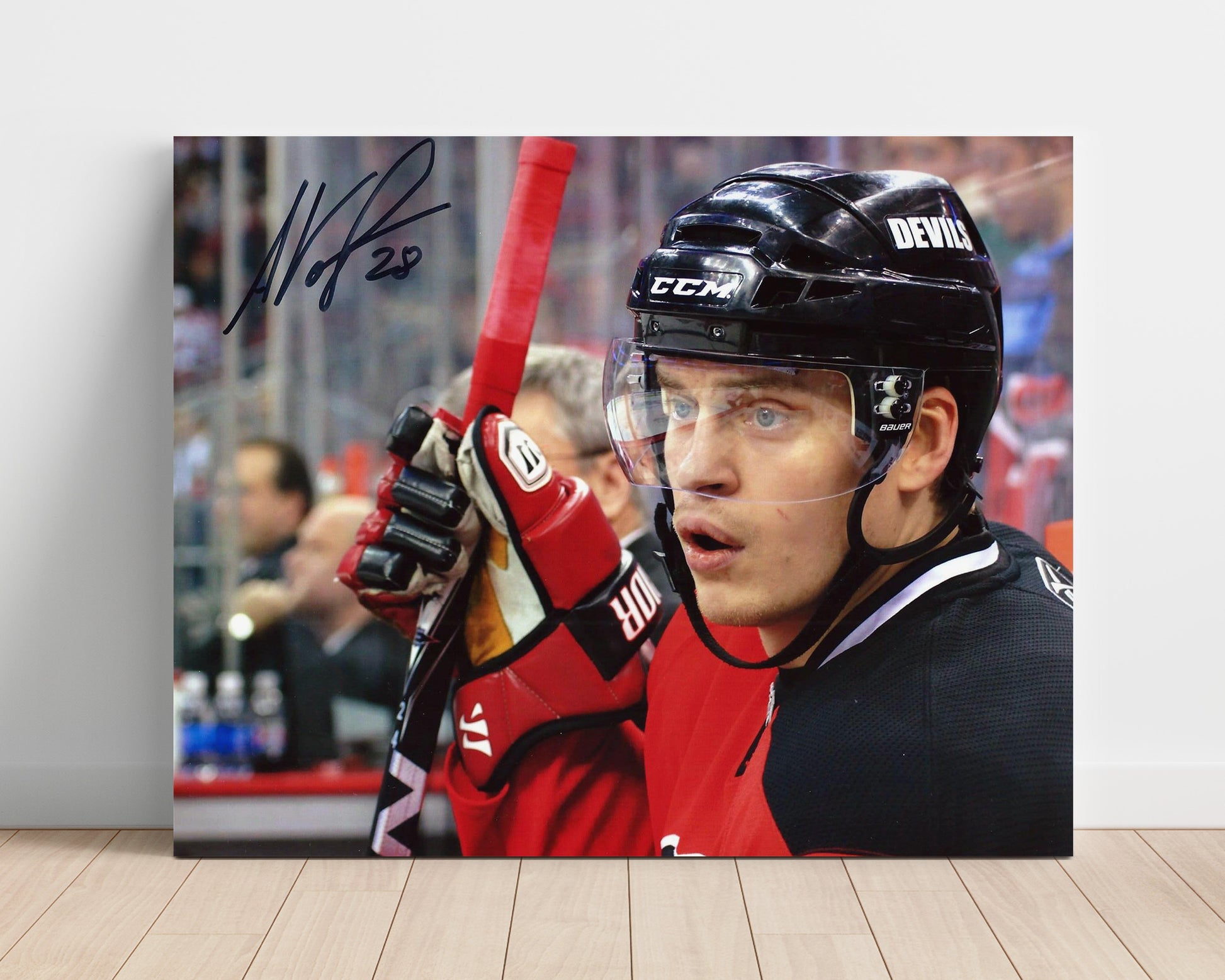 Anton Volchenkov - New Jersey Hockey Bench Close-Up Hockey Wall Art - hockey wall art print