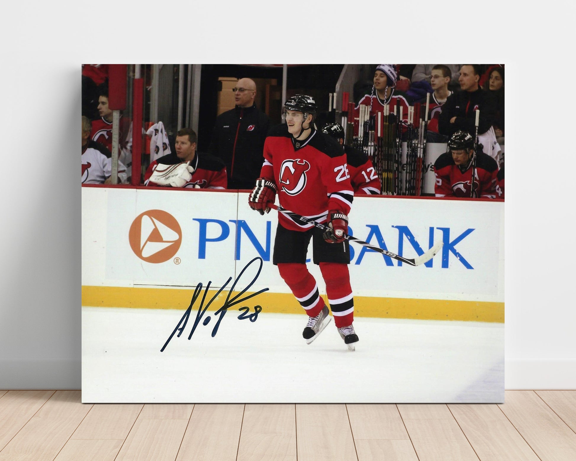 Anton Volchenkov - New Jersey Hockey Bench Reaction Pnc Arena Hockey Wall Art - hockey wall art print