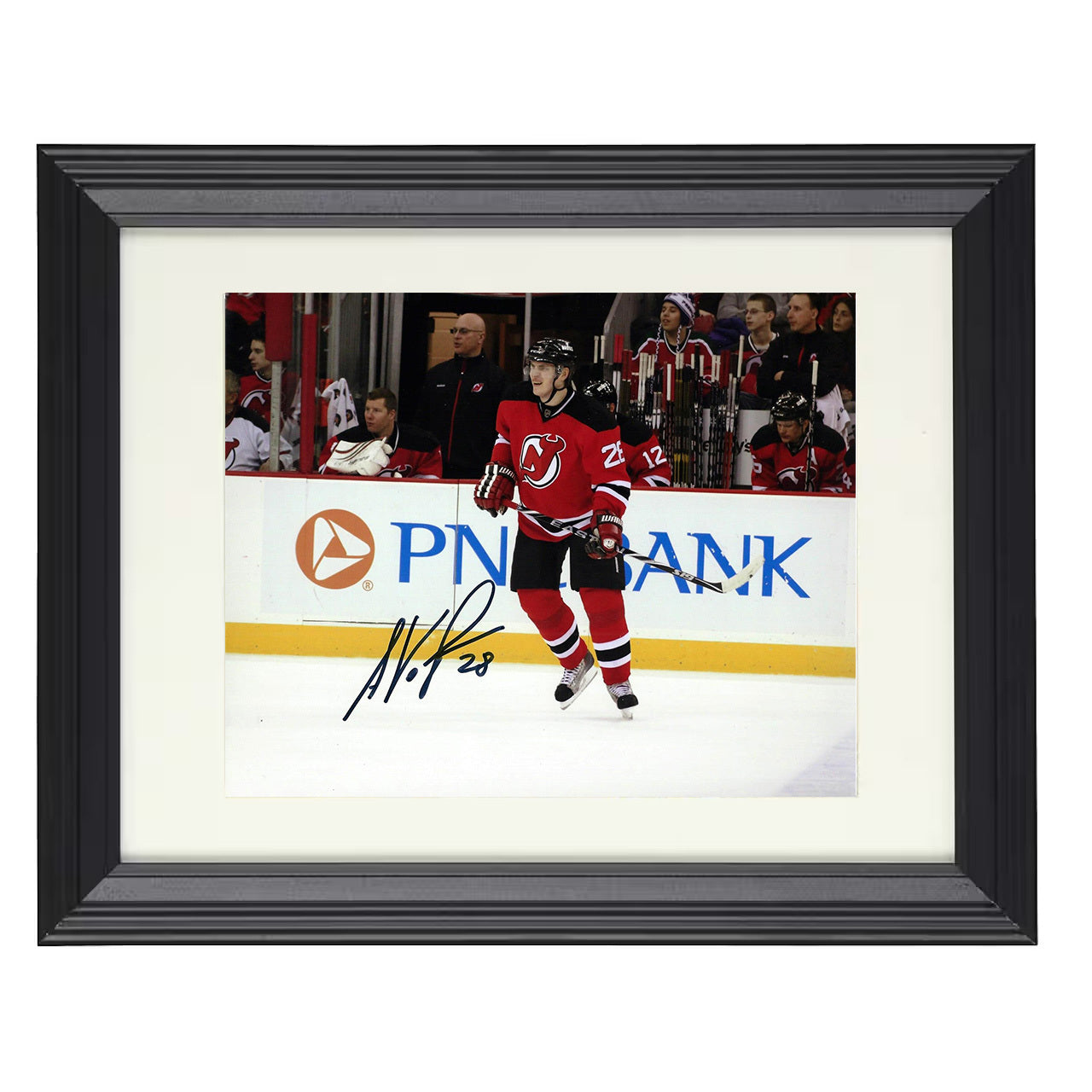 Anton Volchenkov – New Jersey Bench Reaction PNC Arena 8x10 matted black framed hockey wall art