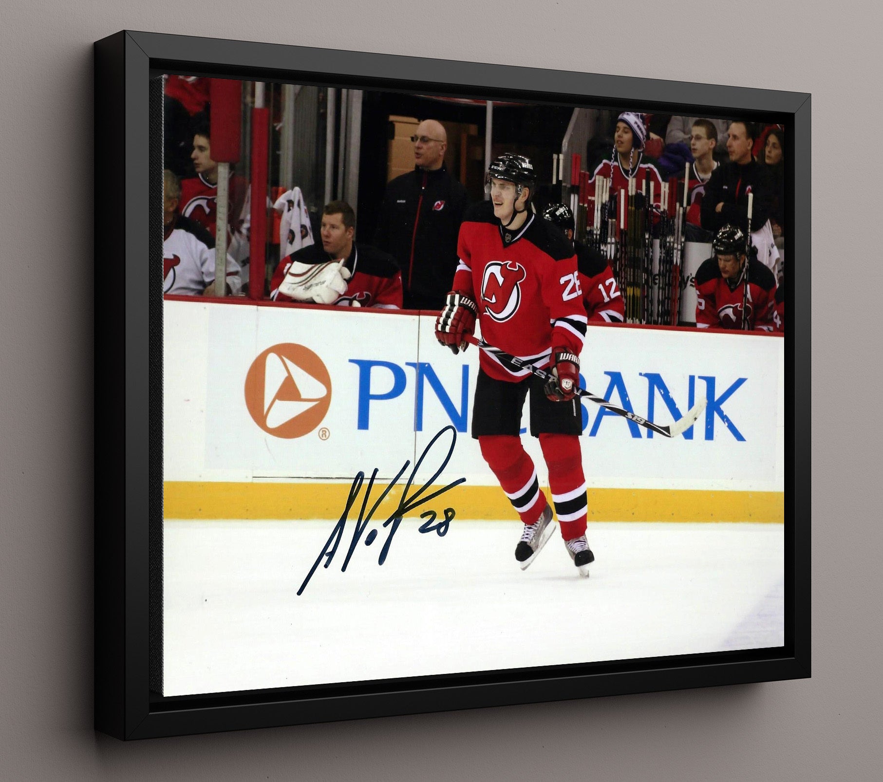 Anton Volchenkov - New Jersey Hockey Bench Reaction Pnc Arena Hockey Wall Art - hockey wall art print