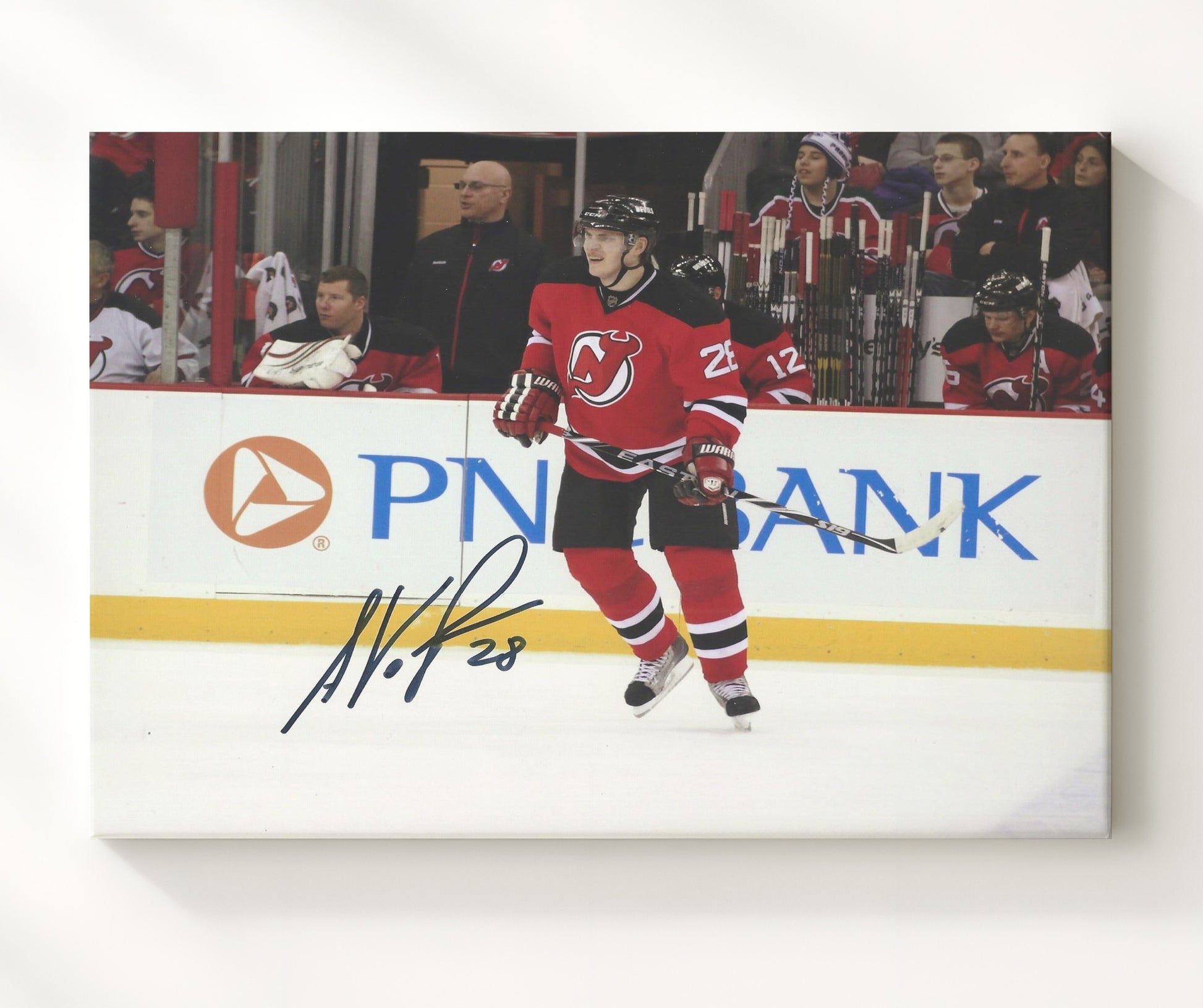 Anton Volchenkov - New Jersey Hockey Bench Reaction Pnc Arena Hockey Wall Art - hockey wall art print