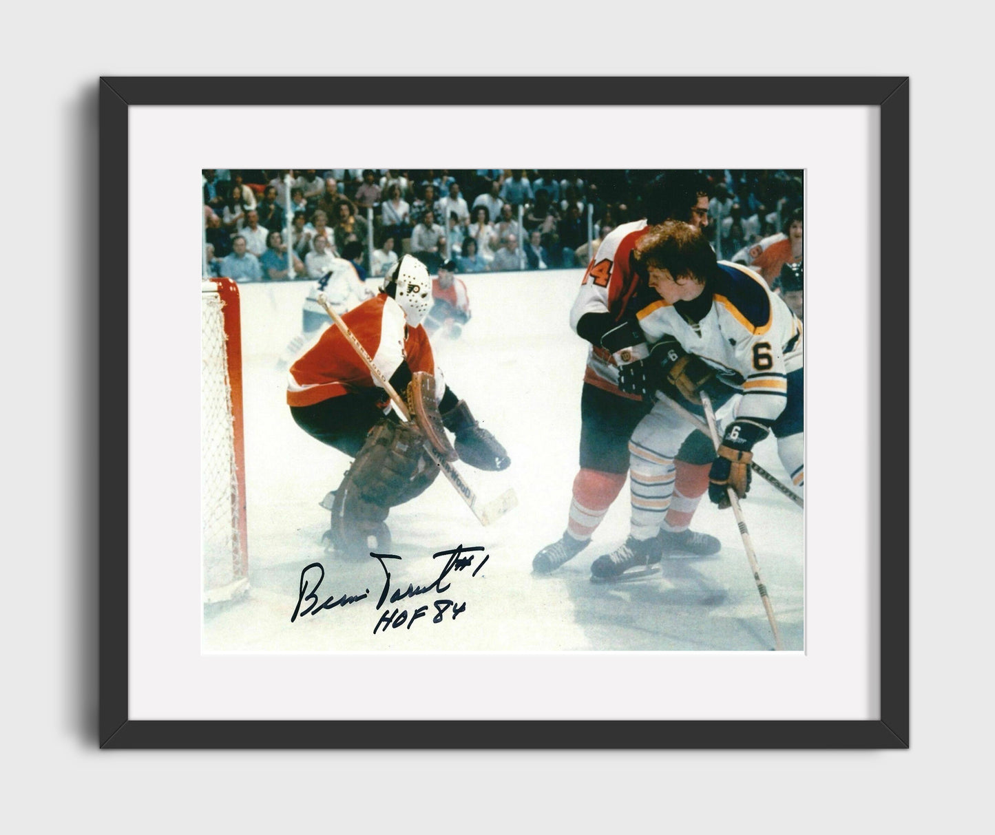 Bernie Parent - Philadelphia Hockey Goalie Save vs Boston Vintage Hockey Wall Art - hockey wall art print