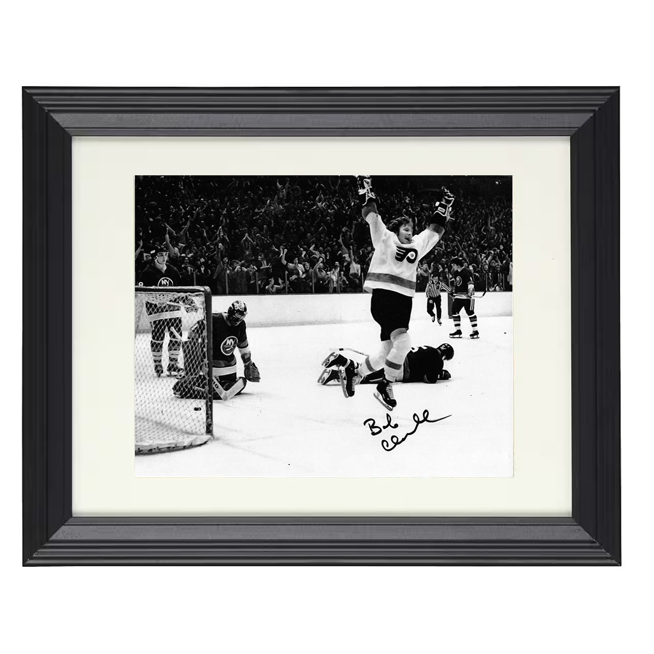 Bobby Clarke – Philadelphia Goal Celebration 8x10 matted black framed hockey wall art