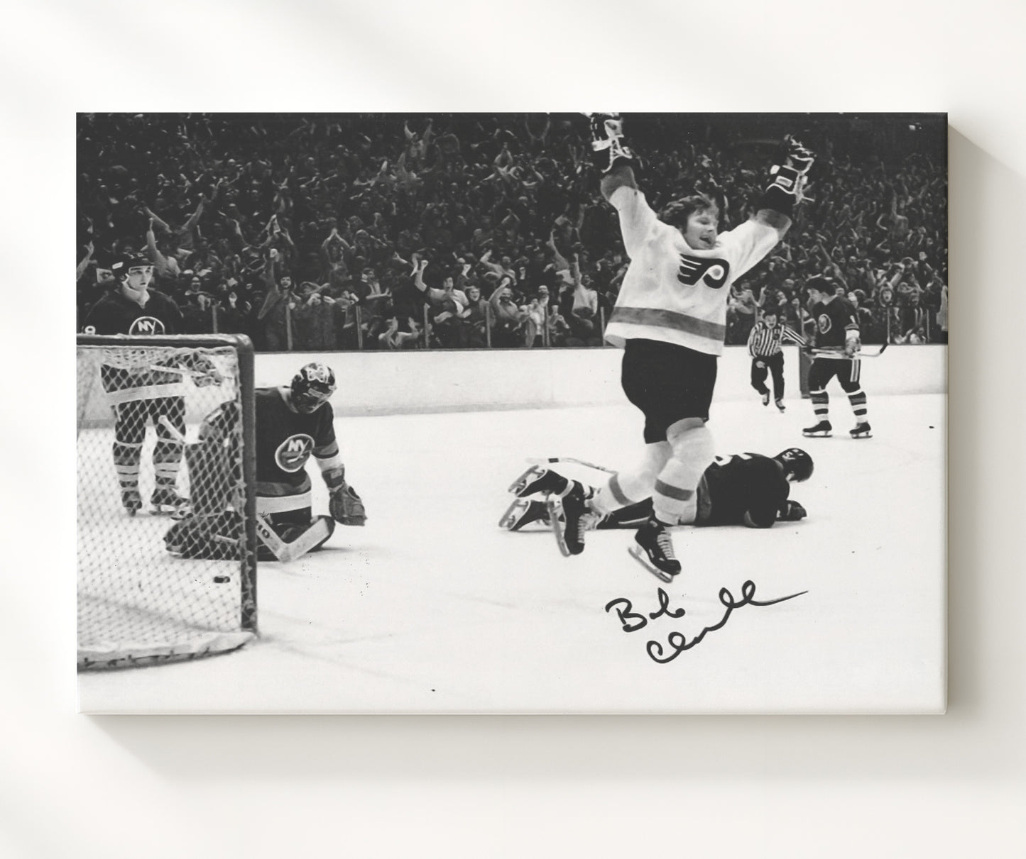 Bobby Clarke - Philadelphia Hockey Goal Celebration Hockey Wall Art - hockey wall art print