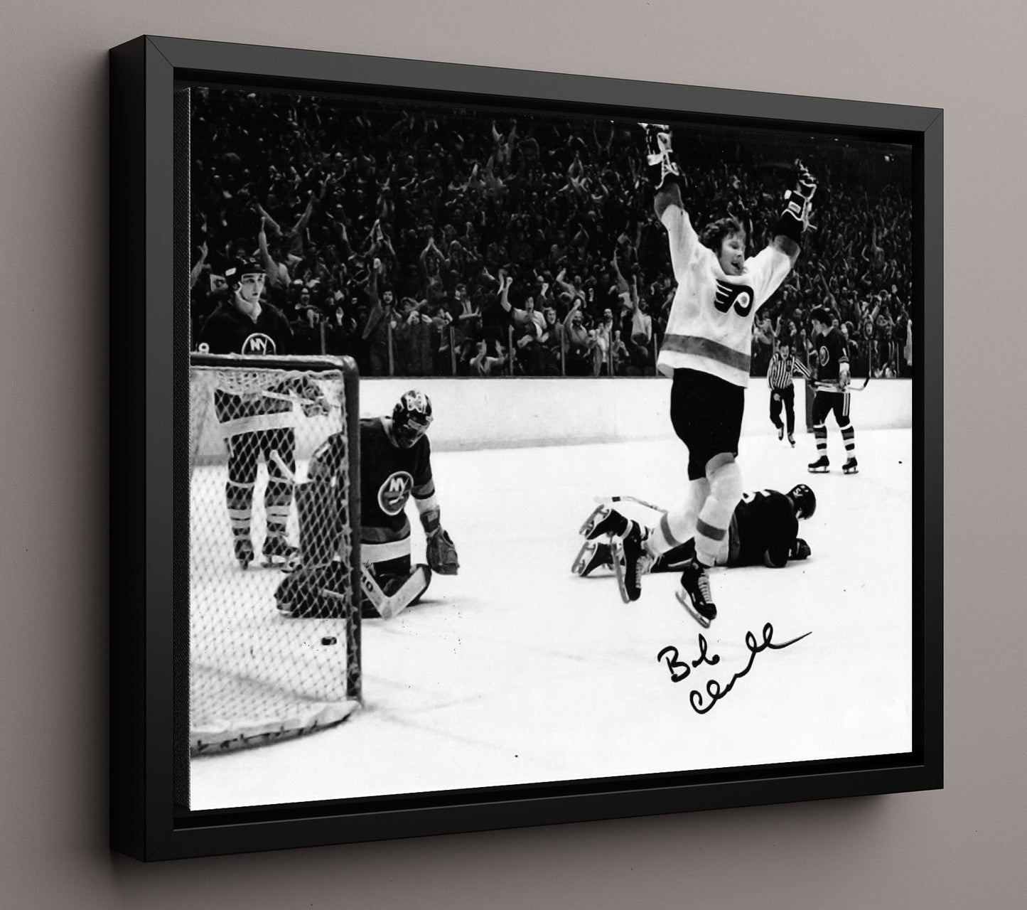 Bobby Clarke - Philadelphia Hockey Goal Celebration Hockey Wall Art - hockey wall art print