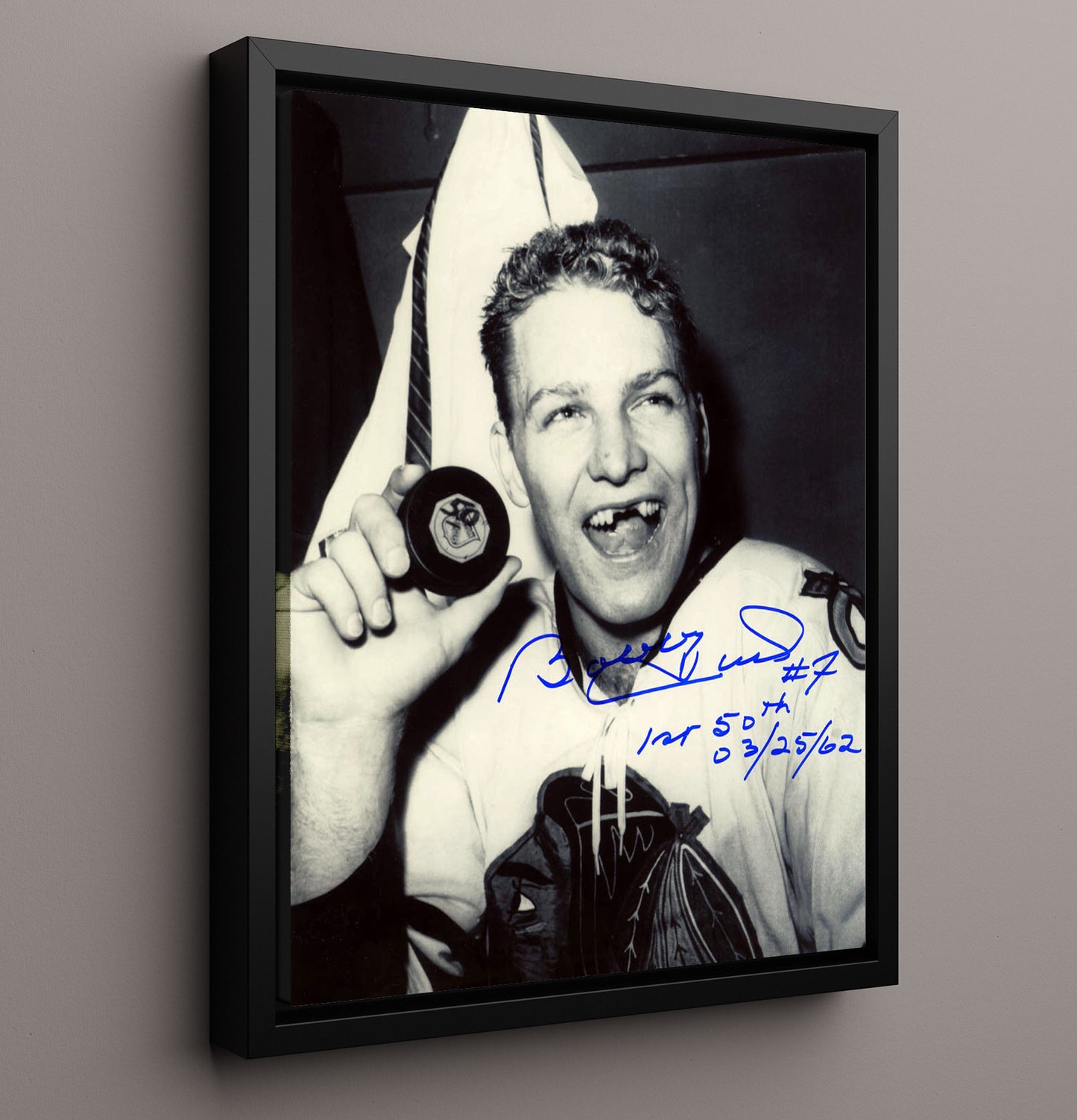 Bobby Hull - Chicago Hockey 50th Goal Celebration 1962 Hockey Wall Art - hockey wall art print