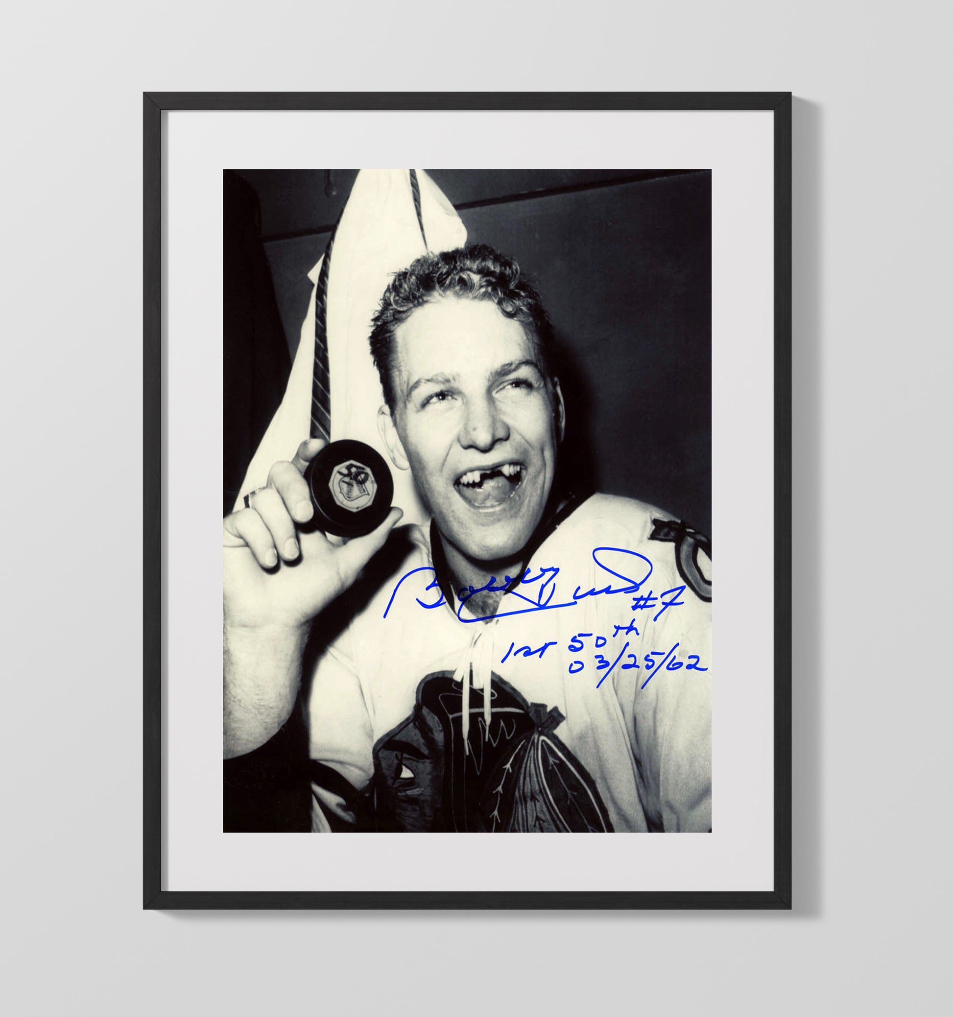 Bobby Hull - Chicago Hockey 50th Goal Celebration 1962 Hockey Wall Art - hockey wall art print