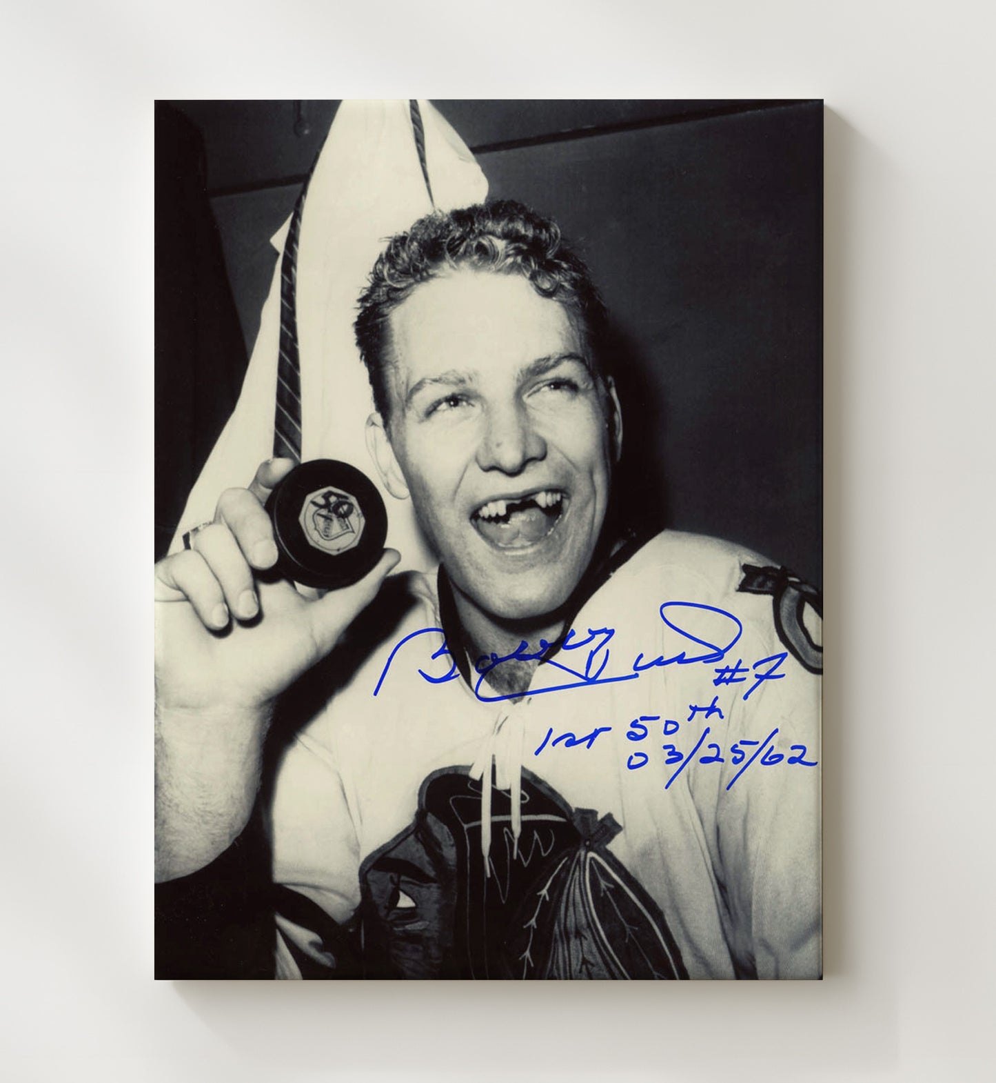 Bobby Hull - Chicago Hockey 50th Goal Celebration 1962 Hockey Wall Art - hockey wall art print