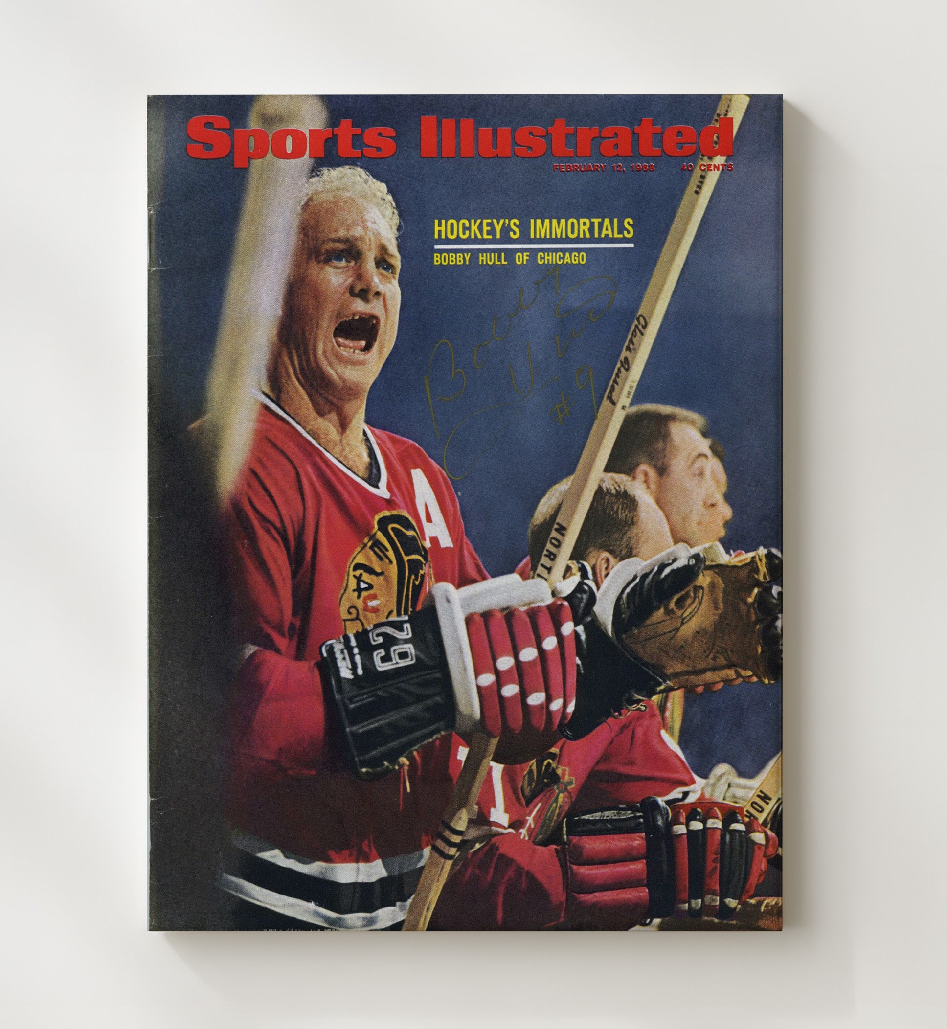 Bobby Hull - Chicago Hockey Bench Portrait 1968 Si Cover Hockey Wall Art - hockey wall art print