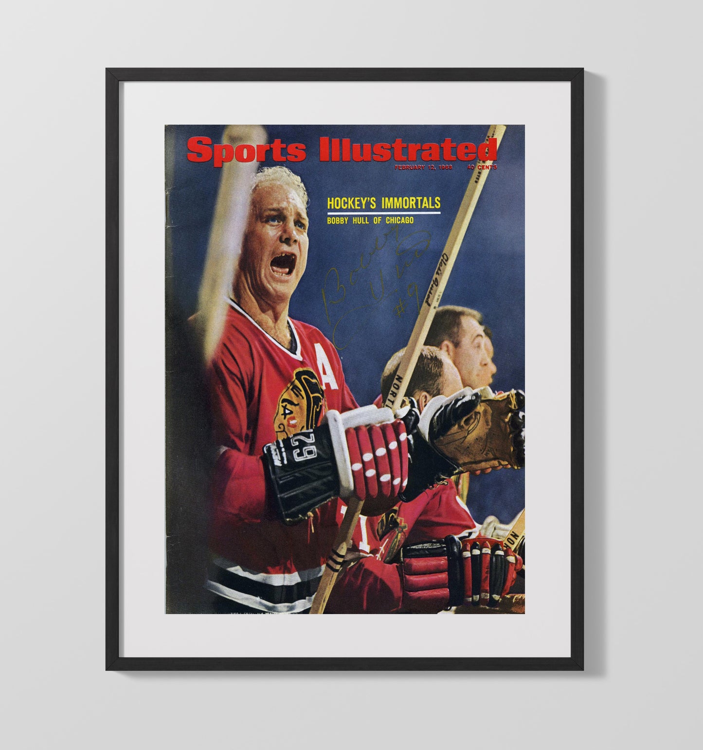 Bobby Hull - Chicago Hockey Bench Portrait 1968 Si Cover Hockey Wall Art - hockey wall art print