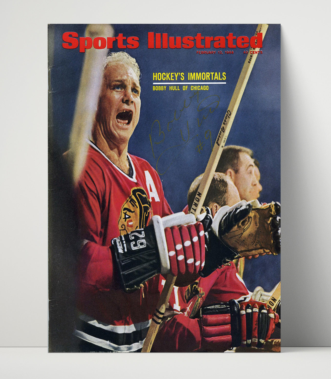 Bobby Hull - Chicago Hockey Bench Portrait 1968 Si Cover Hockey Wall Art - hockey wall art print