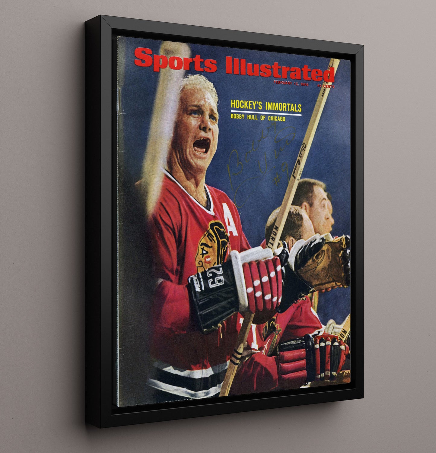 Bobby Hull - Chicago Hockey Bench Portrait 1968 Si Cover Hockey Wall Art - hockey wall art print