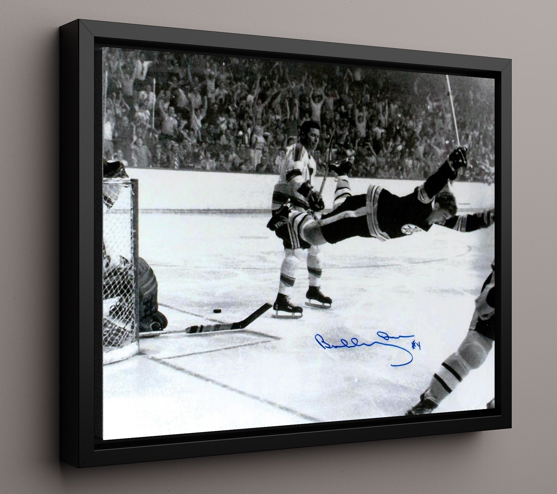 Bobby Orr - Boston Hockey Iconic Goal Celebration Leap Hockey Wall Art - hockey wall art print