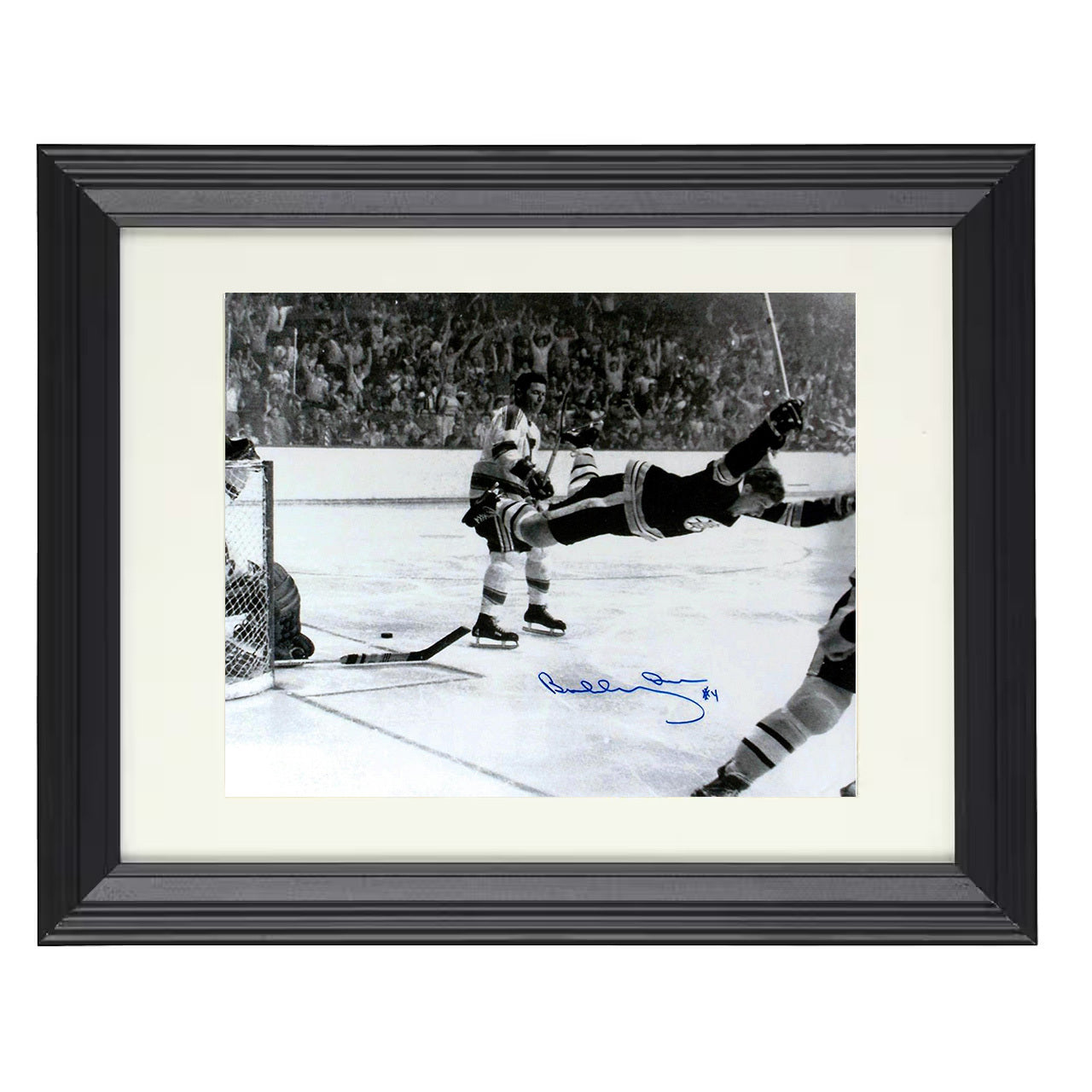 Bobby Orr – Boston Iconic Goal Celebration Leap 8x10 matted black framed hockey wall art