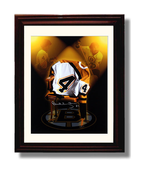 Bobby Orr - Boston Hockey Number 4 Jersey Tribute Spotlight Hockey Wall Art - hockey wall art print