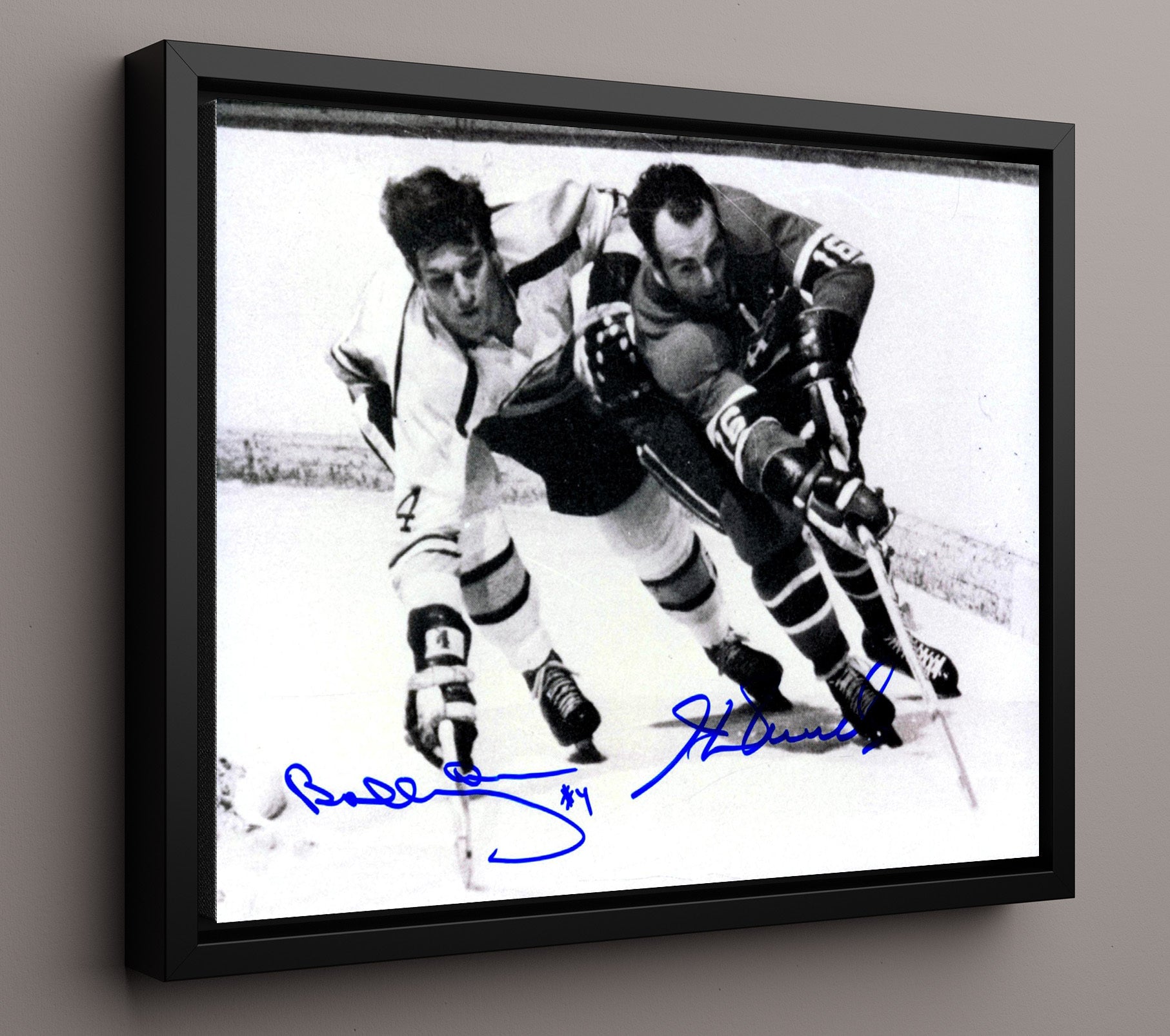 Bobby Orr and Henri Richard - Boston vs Montreal Hockey Battle Hockey Wall Art - hockey wall art print