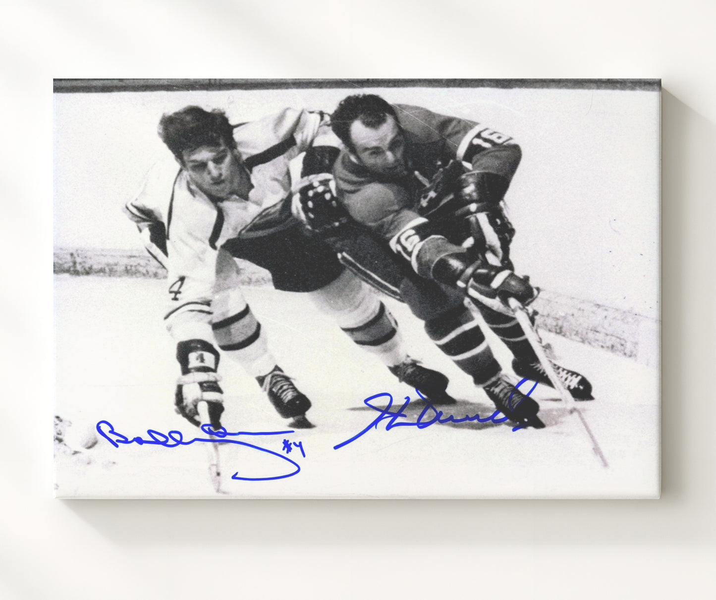 Bobby Orr and Henri Richard - Boston vs Montreal Hockey Battle Hockey Wall Art - hockey wall art print