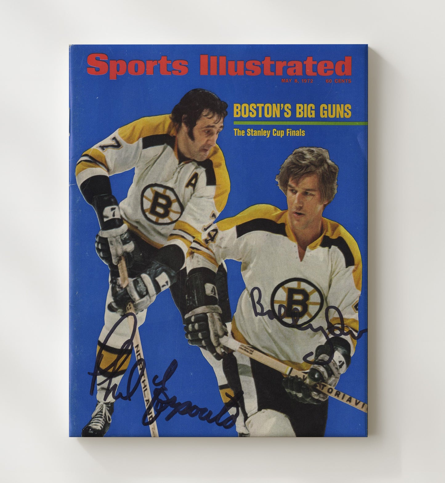 Bobby Orr and Phil Esposito - Boston Hockey Stanley Cup Stars 1972 Si Cover Hockey Wall Art - hockey wall art print