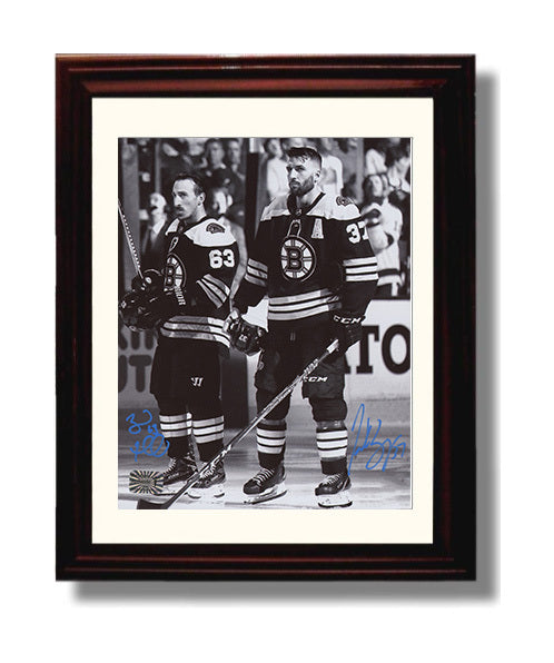 Brad Marchand and Patrice Bergeron - Boston Hockey Teammates Pre Game Moment Hockey Wall Art - hockey wall art print