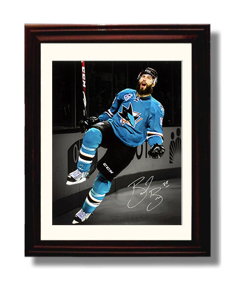 Brent Burns - San Jose Hockey Goal Celebration Leap Hockey Wall Art - hockey wall art print