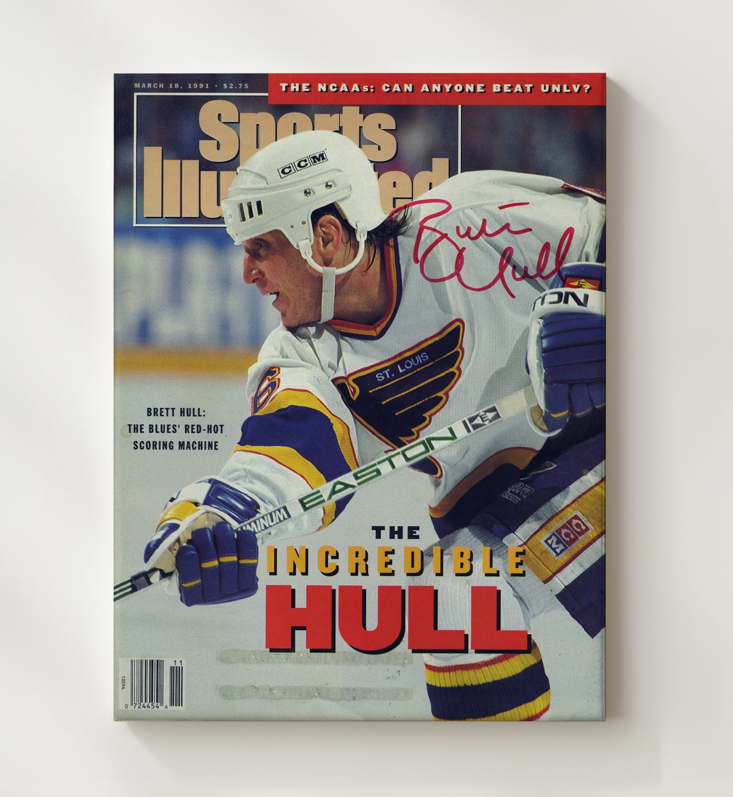Brett Hull - St Louis Hockey 1991 Si Cover the Incredible Hull Hockey Wall Art - hockey wall art print
